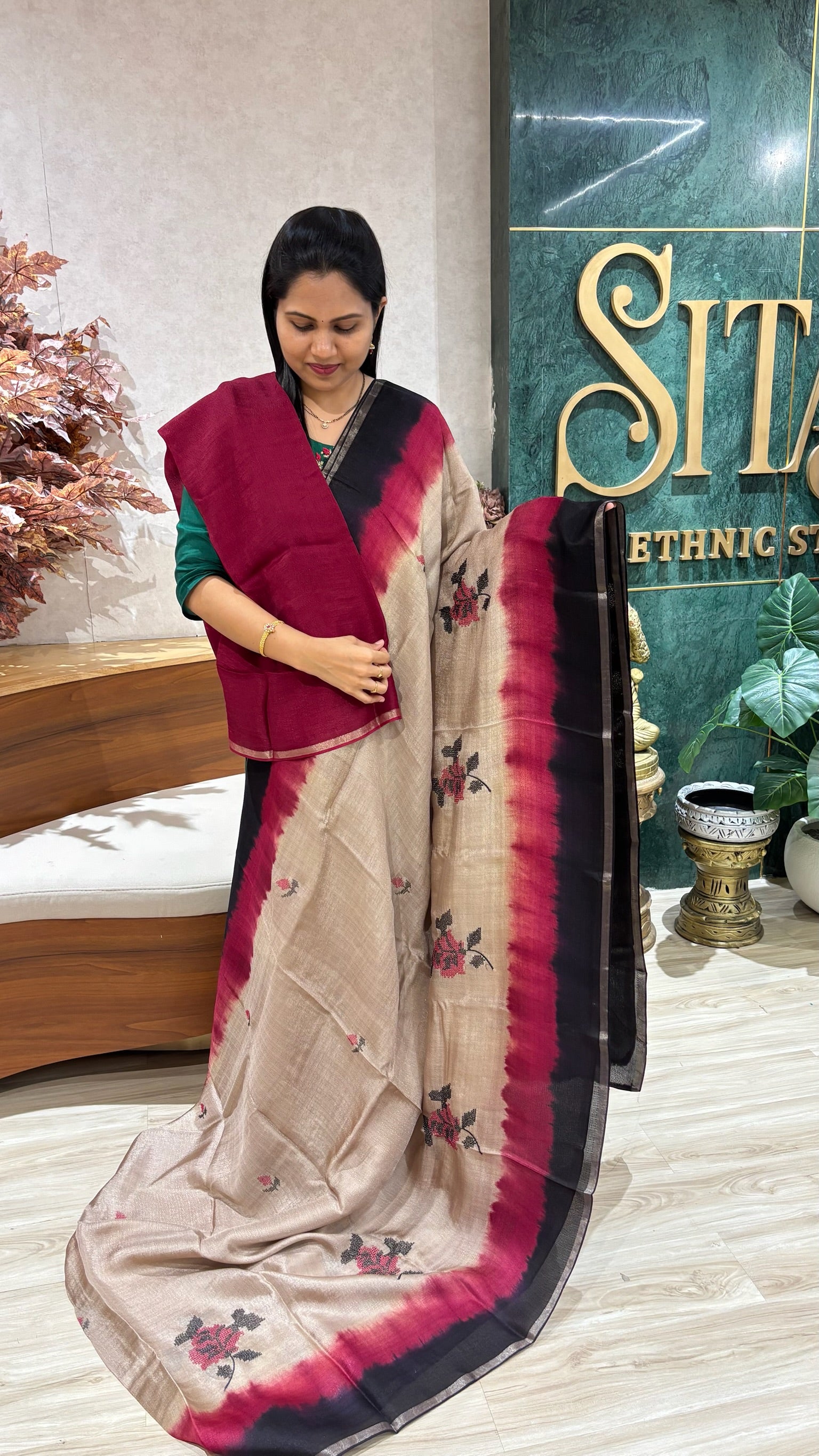 Jute silk saree