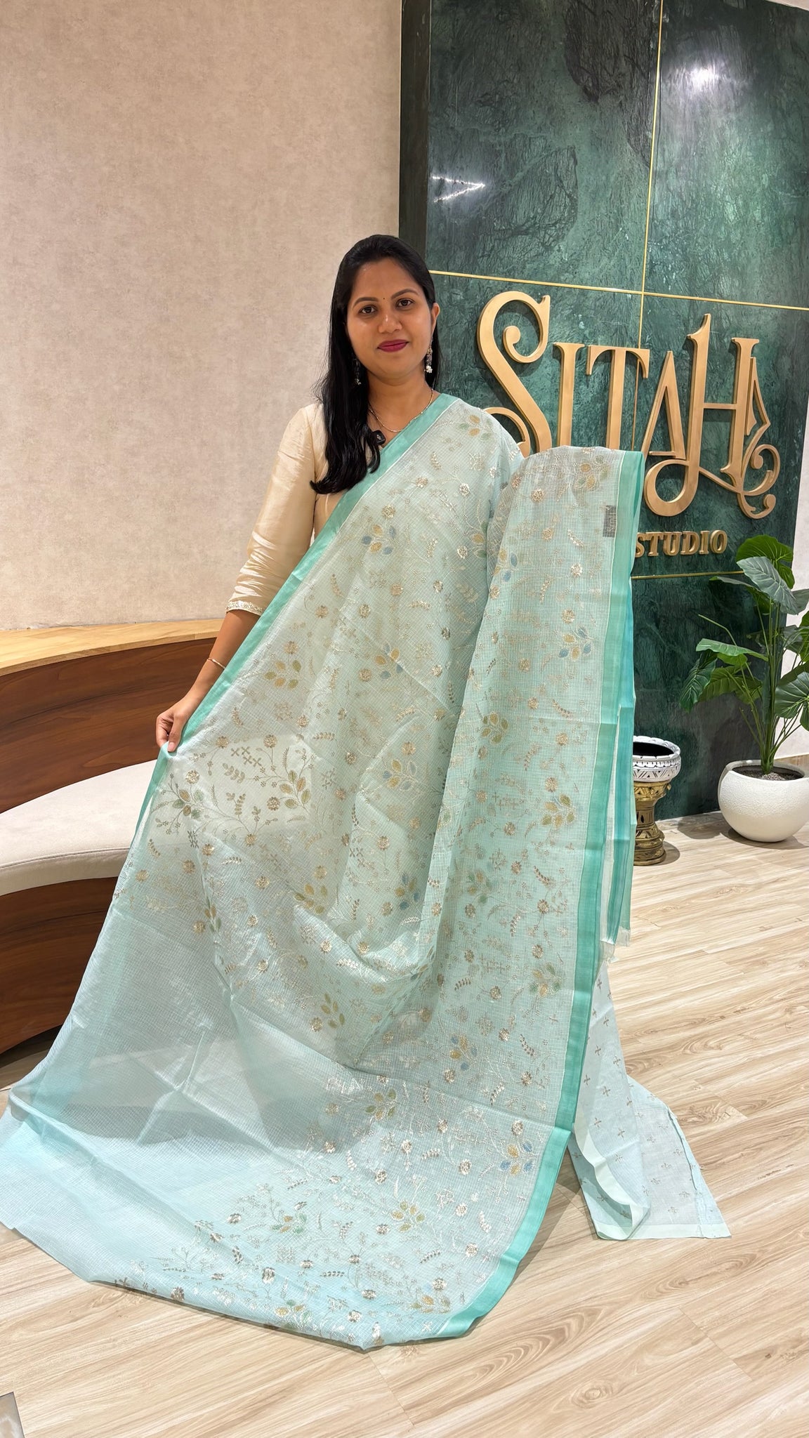 Kota saree sea green