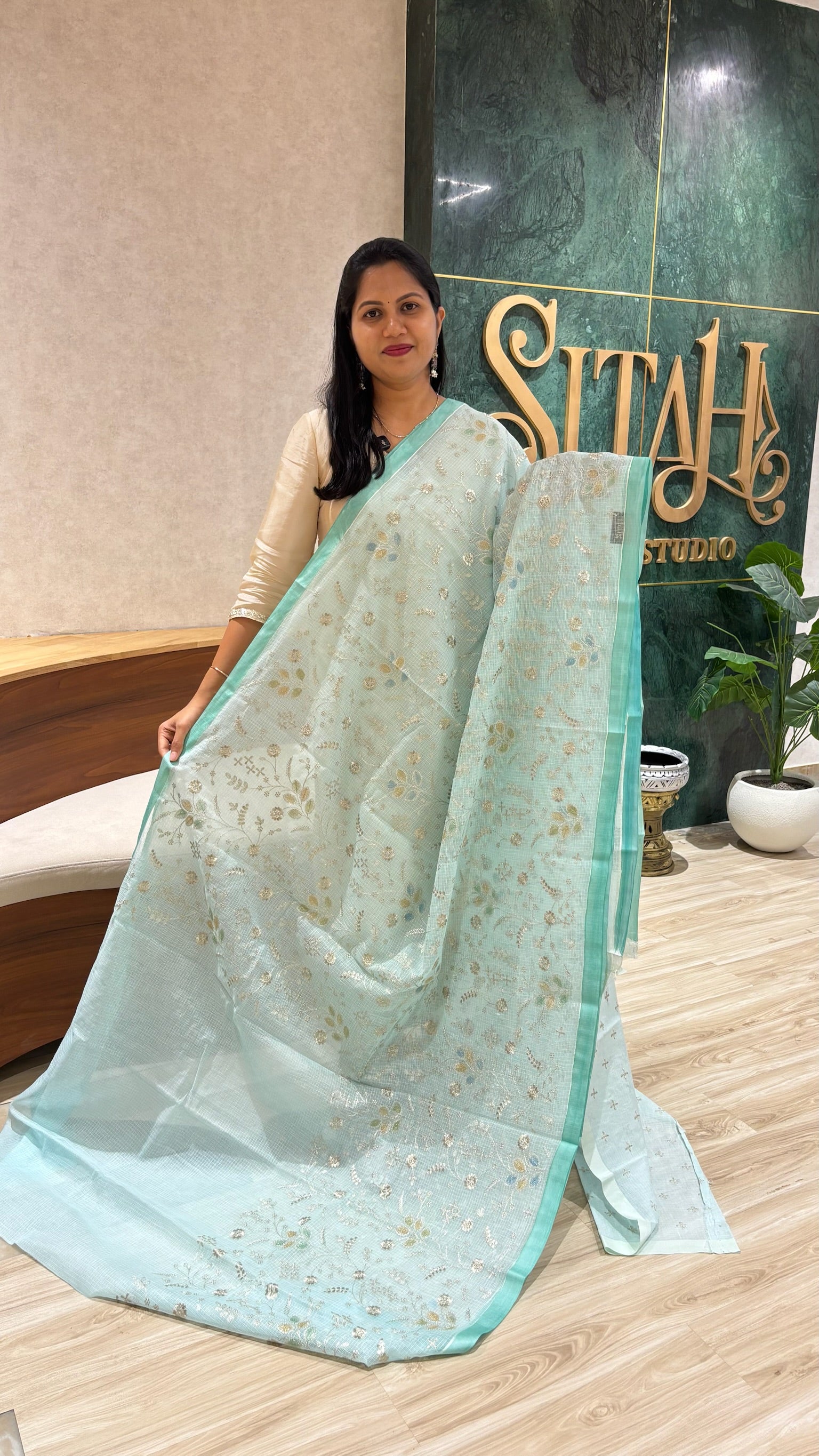 Kota saree sea green
