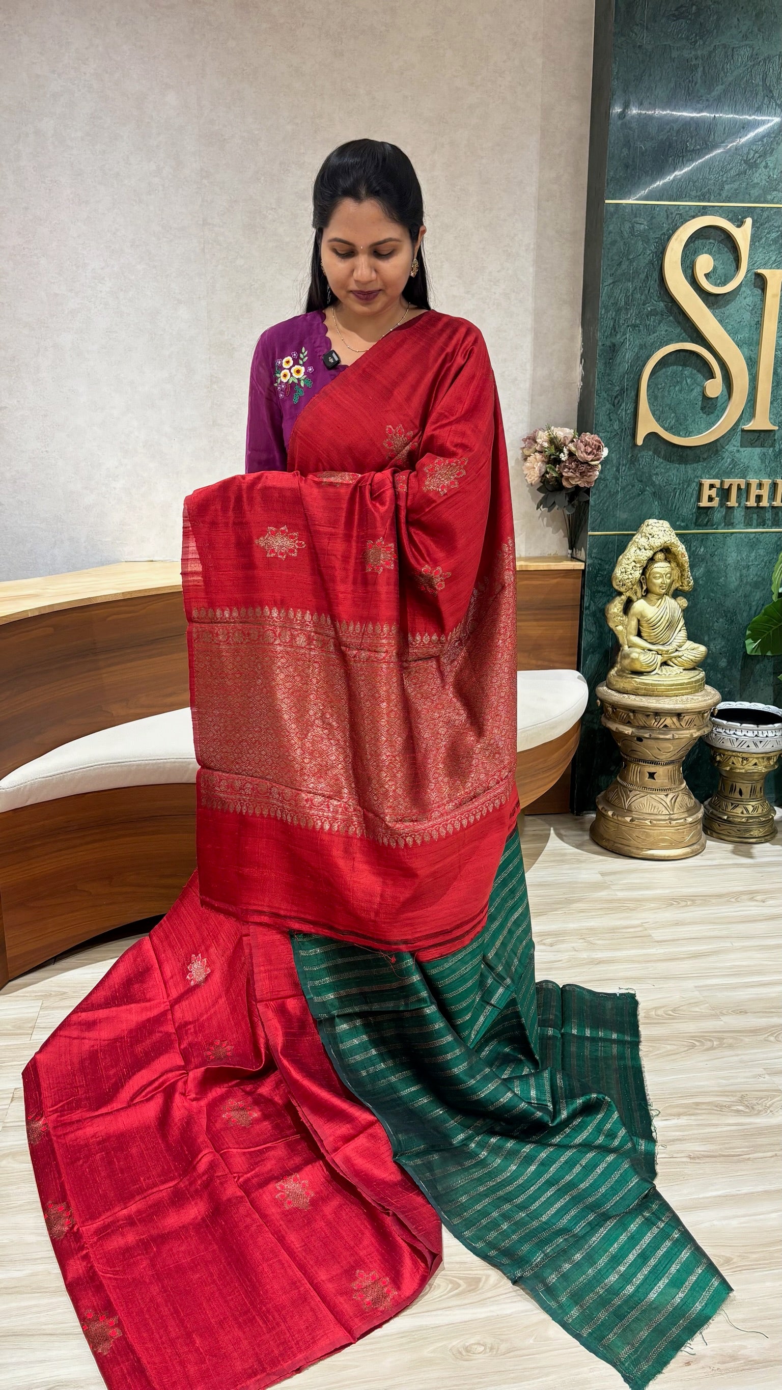 Raw silk pattu red