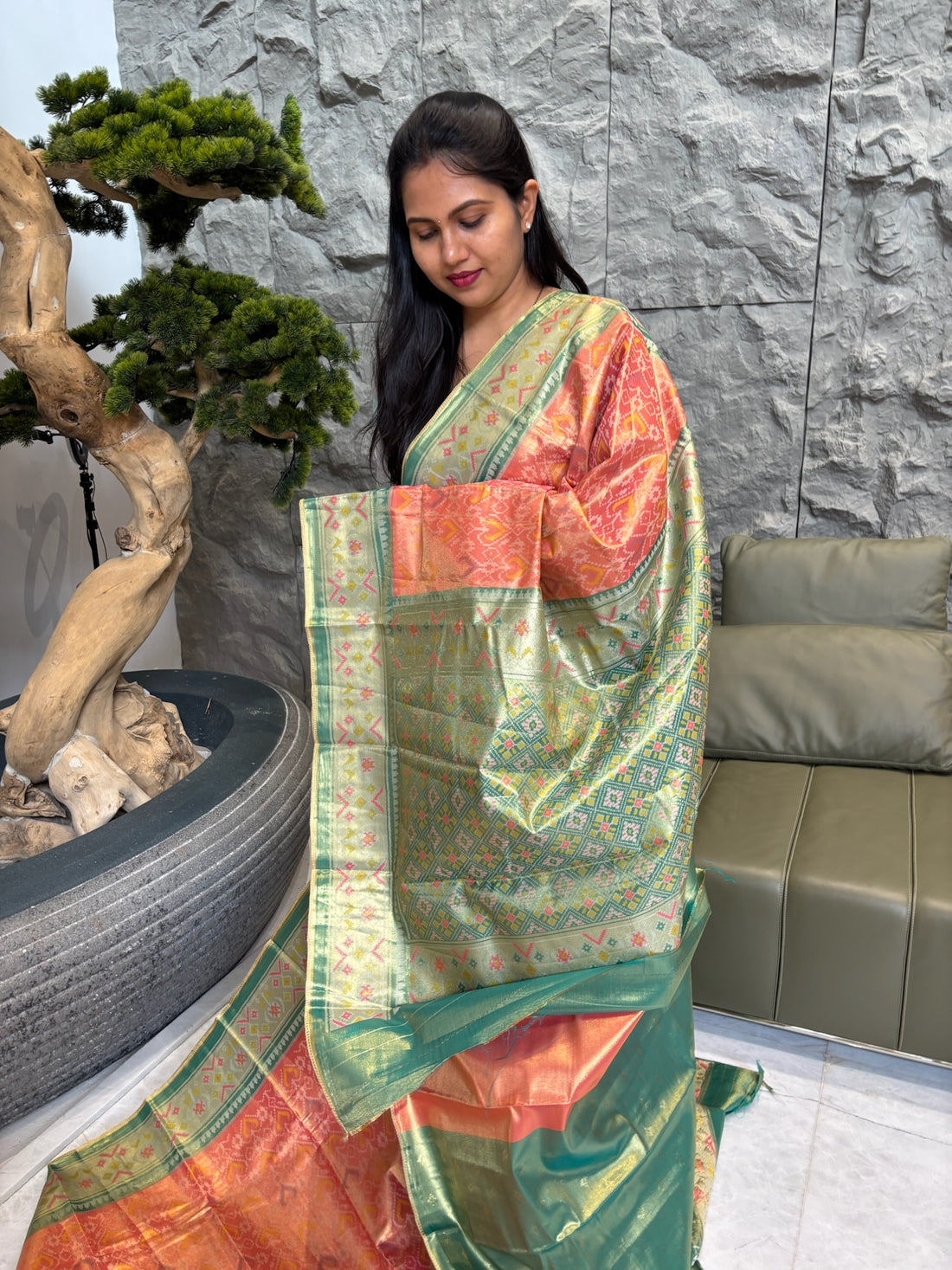 Tissue patola orange-sea green