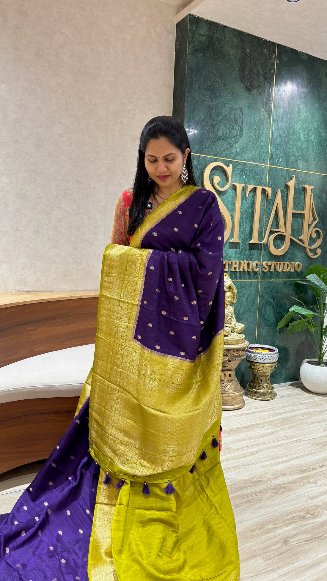 Raw silk saree purple