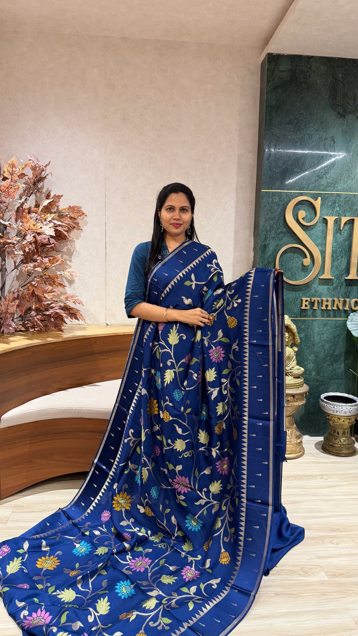 Kosa silk jhamdani blue