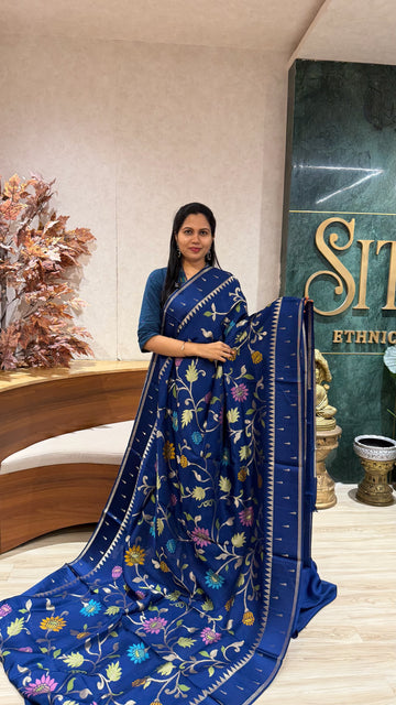 Kosa silk jhamdani blue