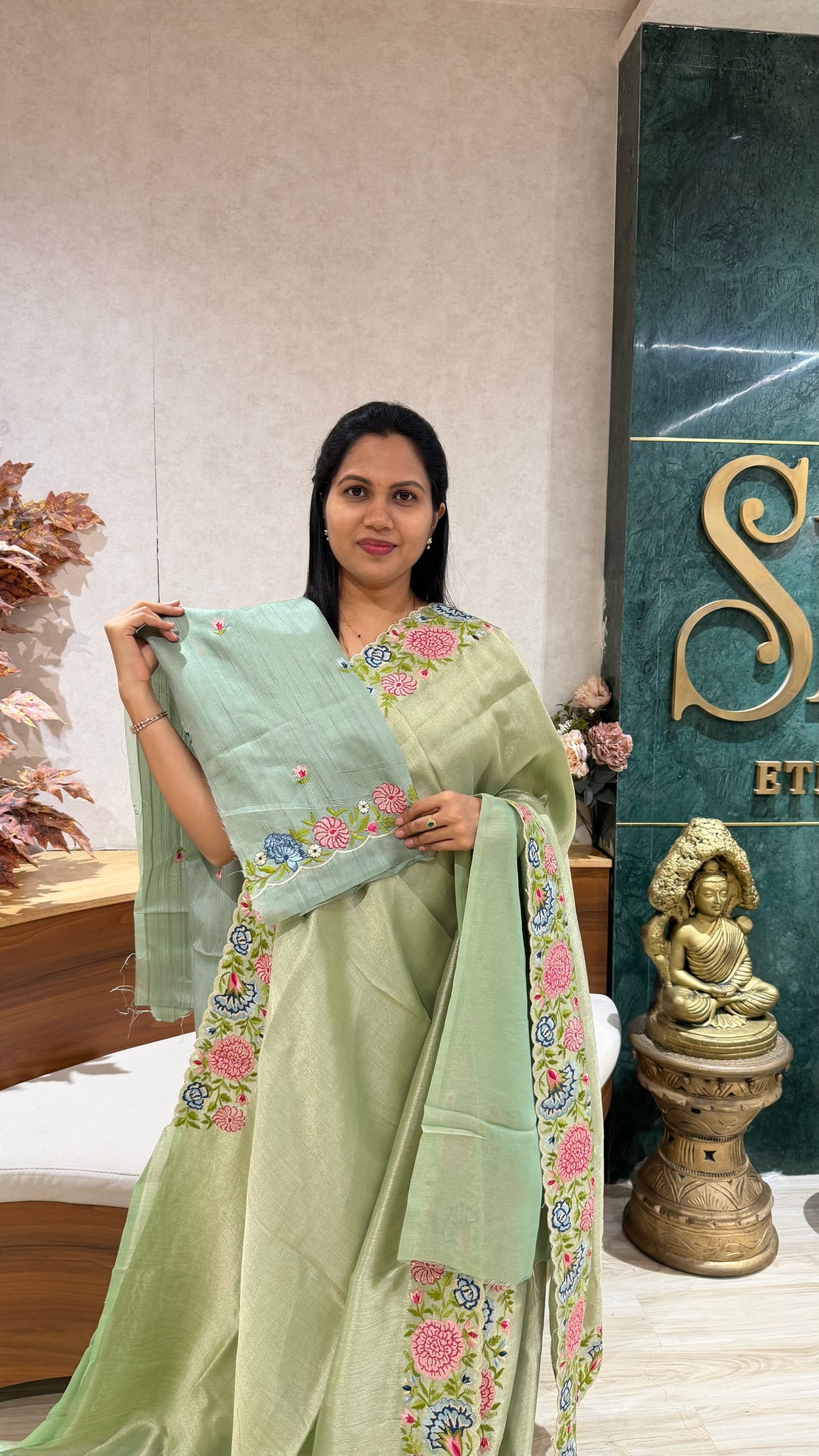 Designer tissues with Tussar embroidery blouses