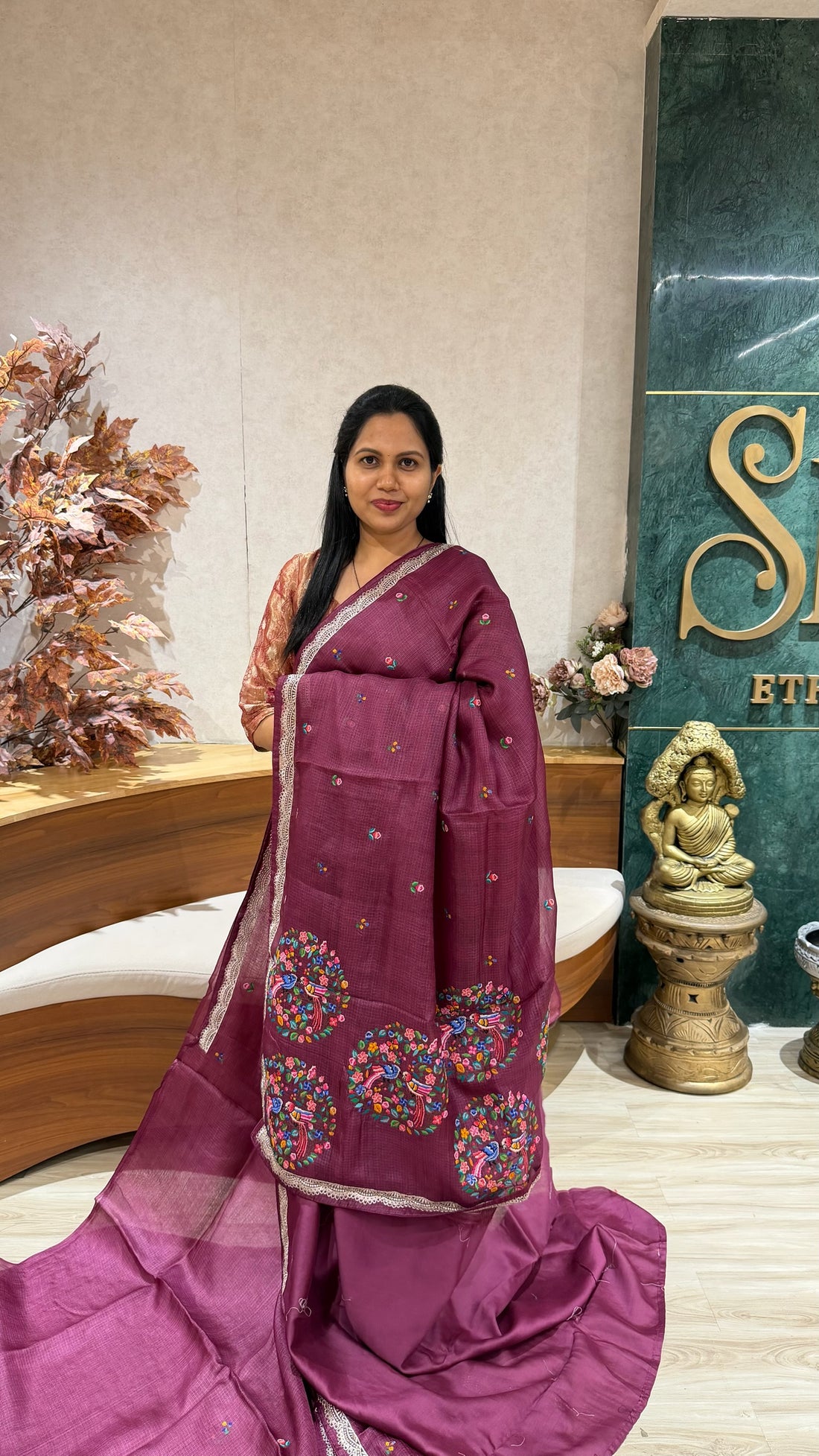 Tussar kota pettit embroidery
