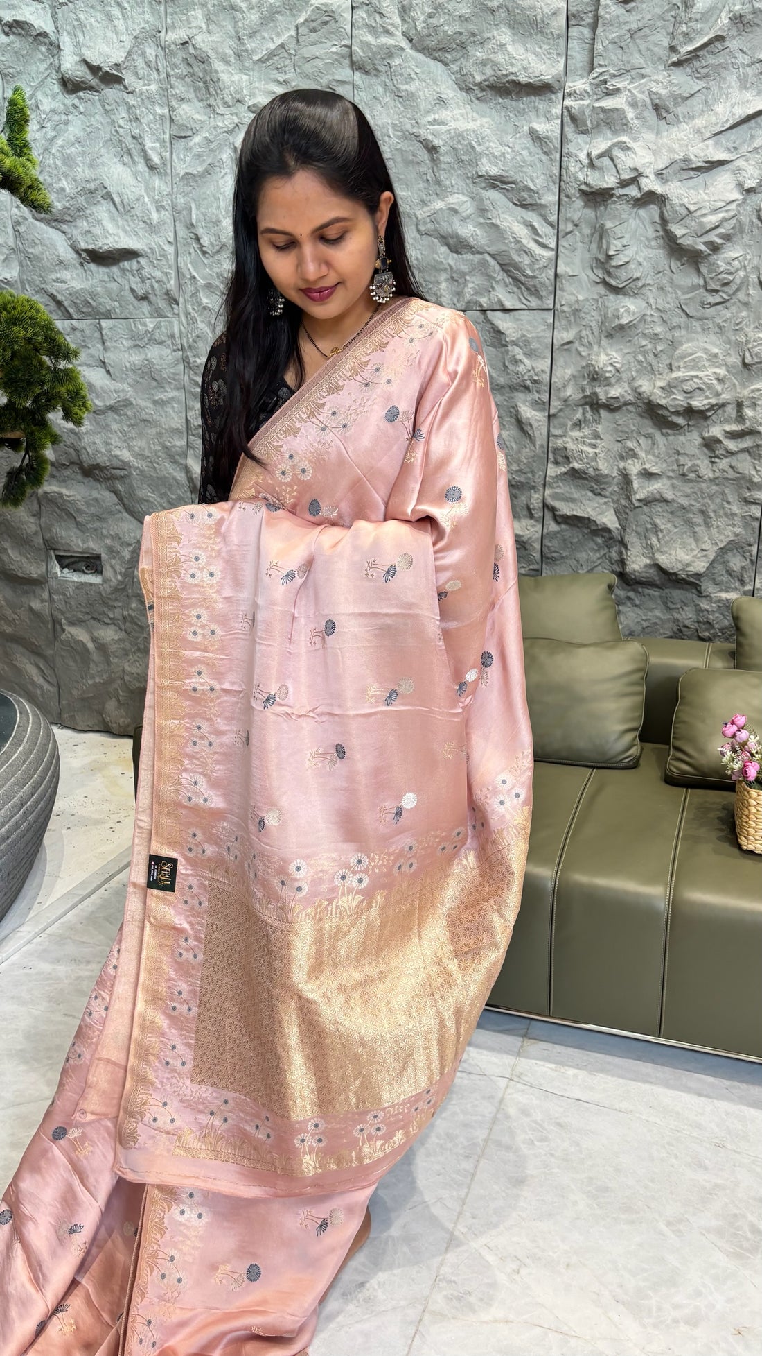 Pure Mashru silk peach