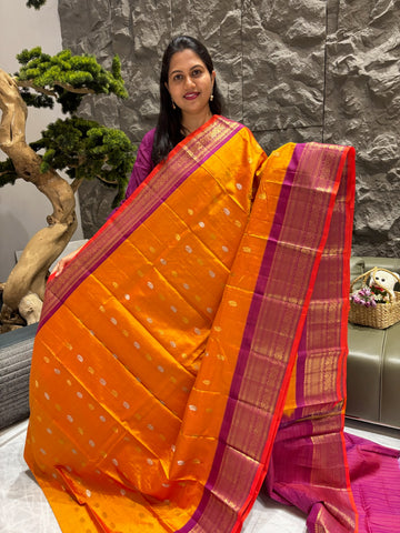 Handloom gadwal pattu orange