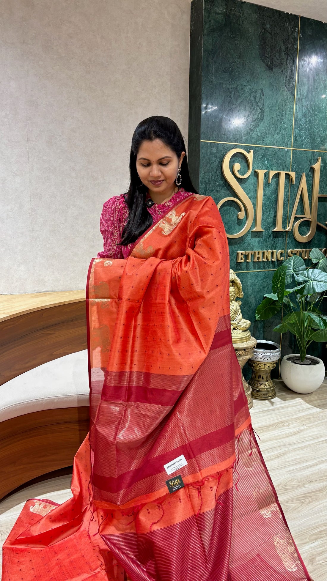 Tussar elephant dark peach