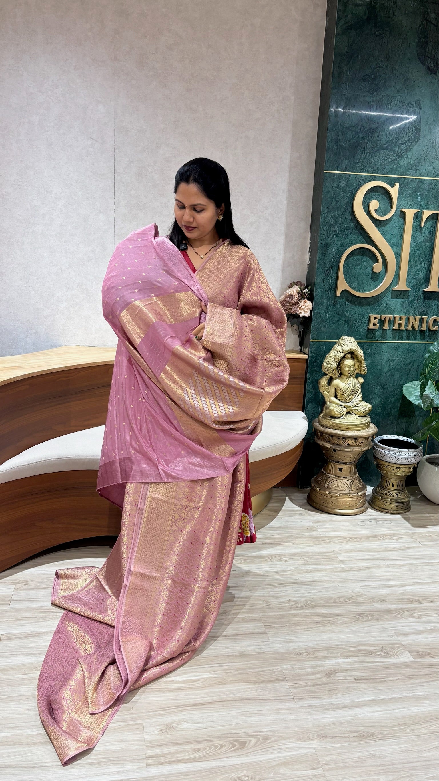 Crepe brocade silk onionpink