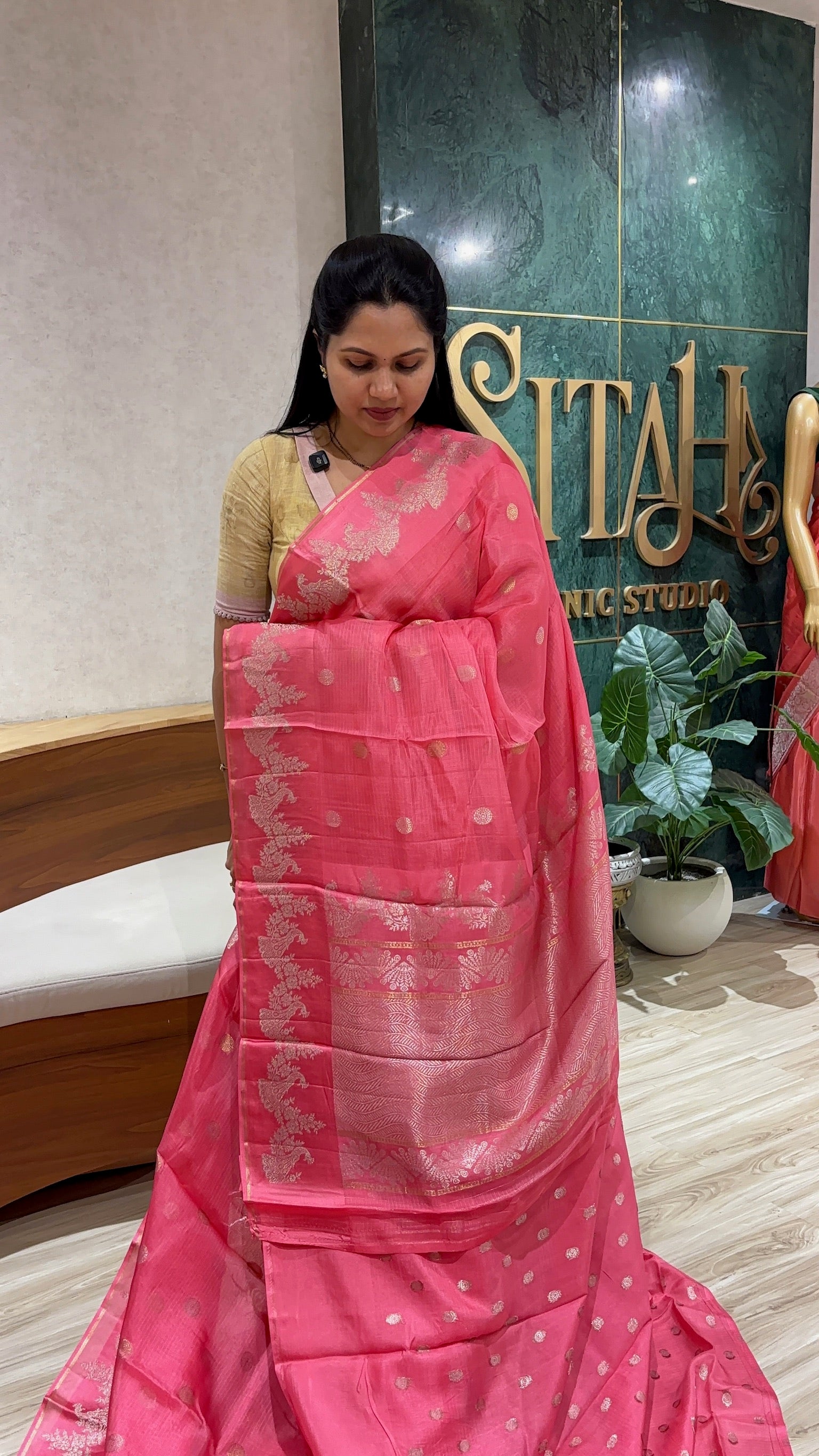 Kota saree peachish pink