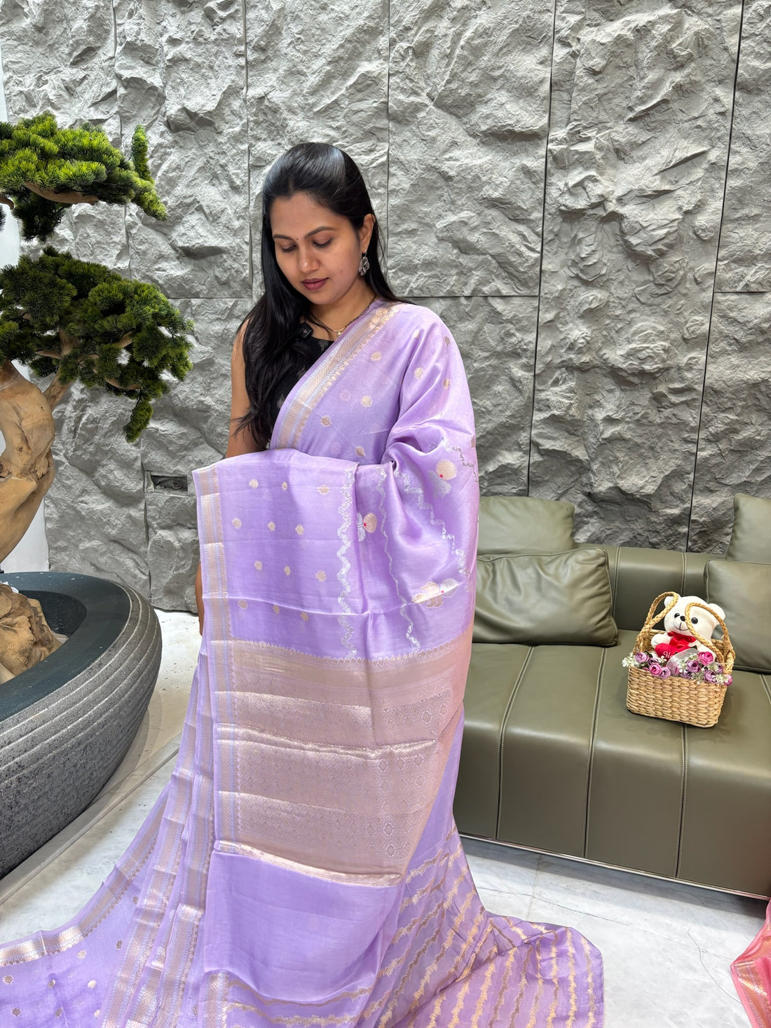 Chanderi saree lavender