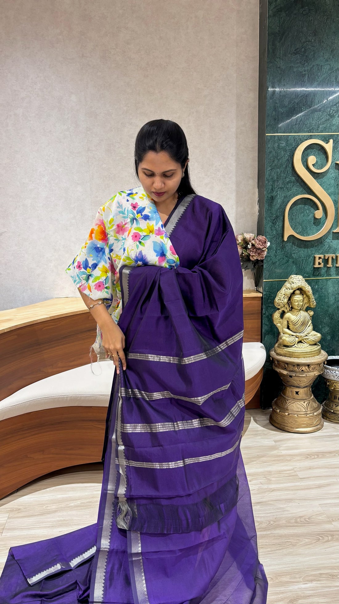 Mangalgiri pattu digital print purple