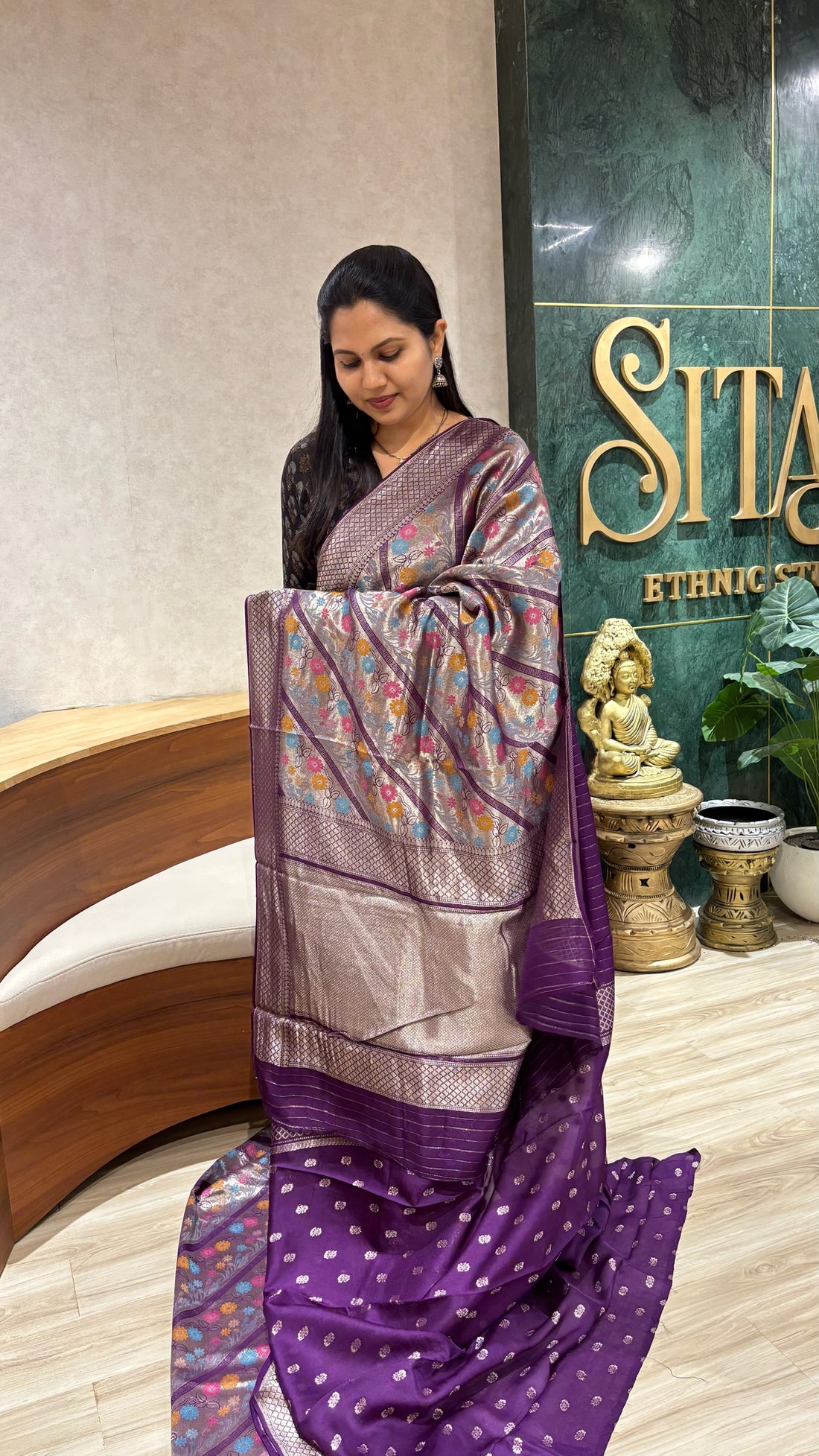 Banaras tissue georgette purple