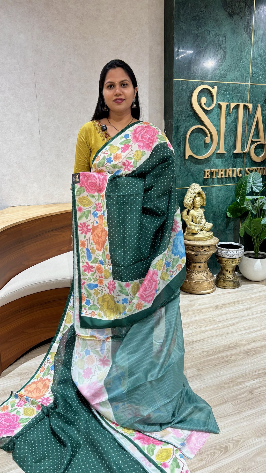 Silk kota  bottle green