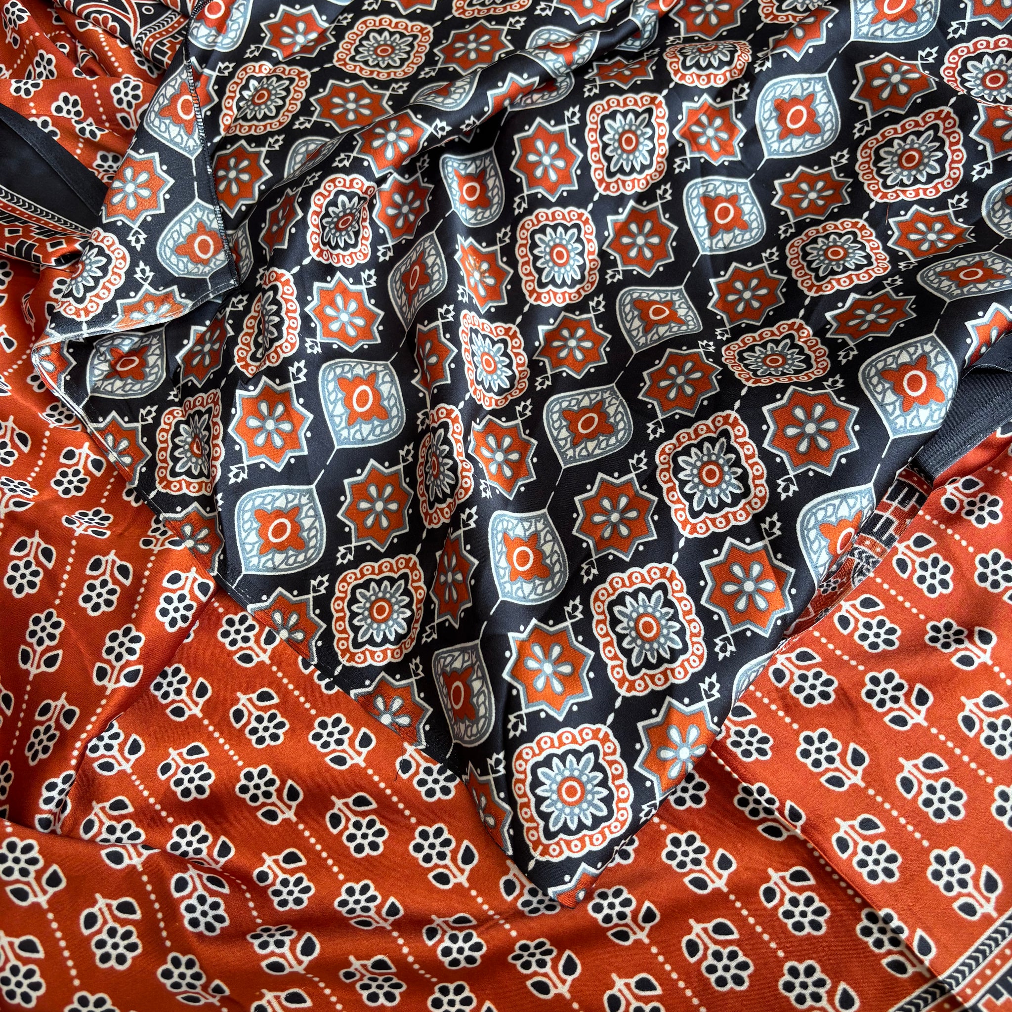 Rust ajrakh saree