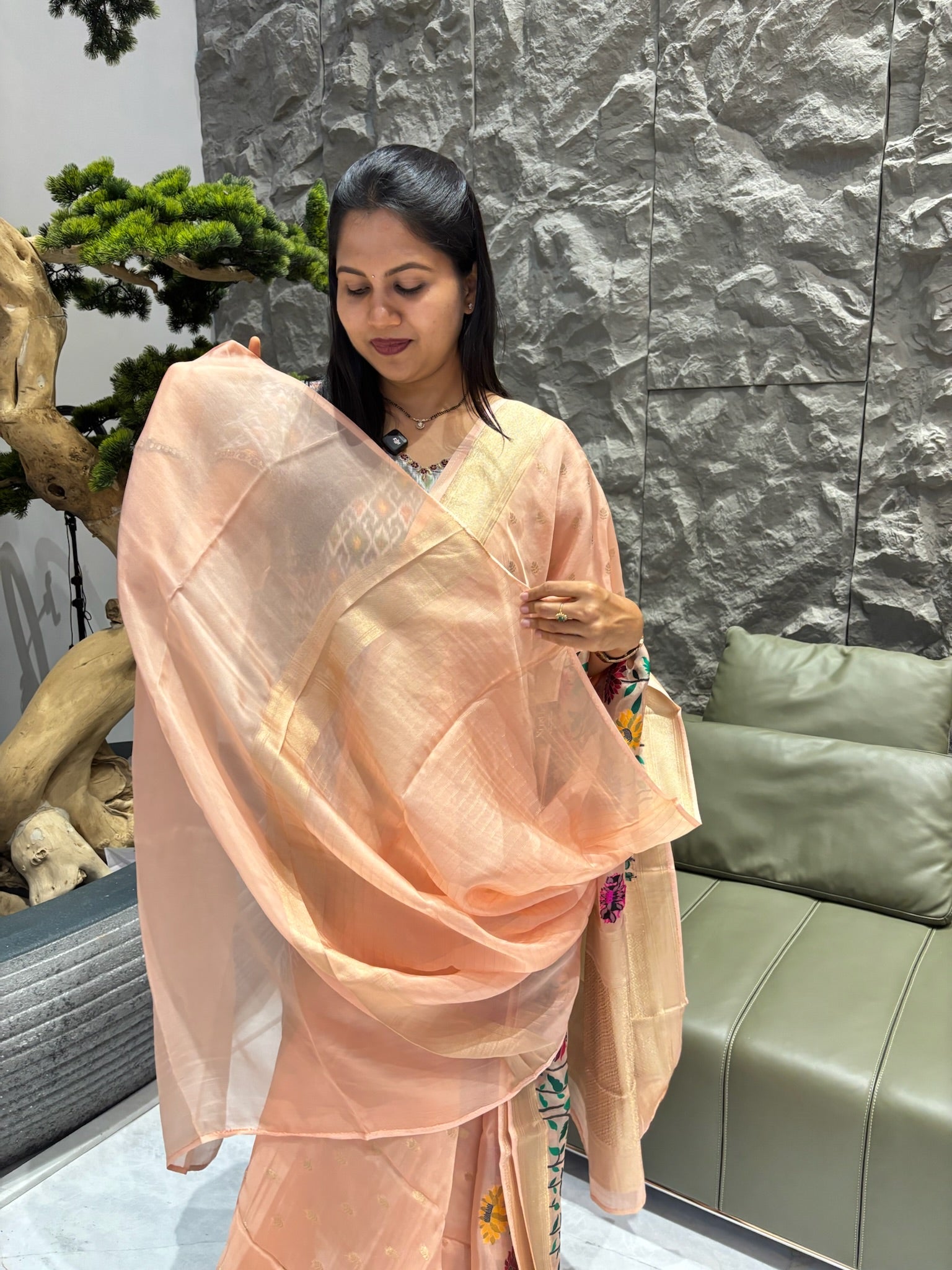 Crepe organza saree