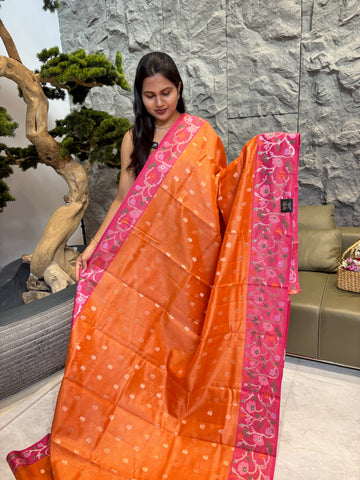 Orange pink kota saree