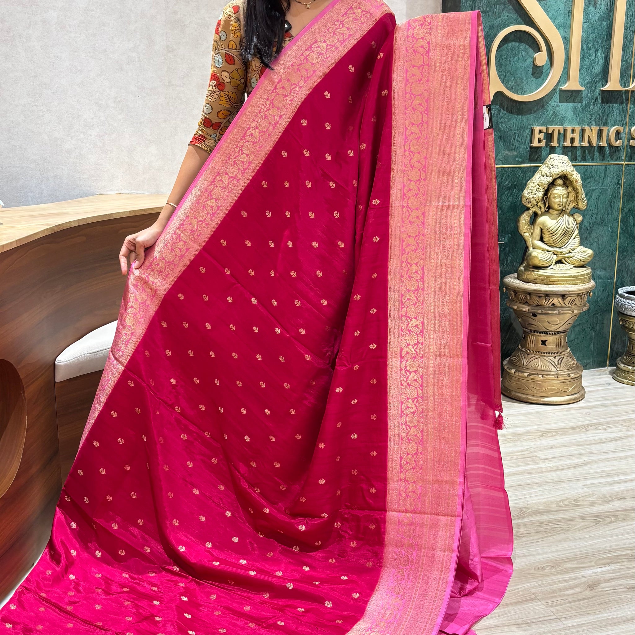 Raw silk sarees pink