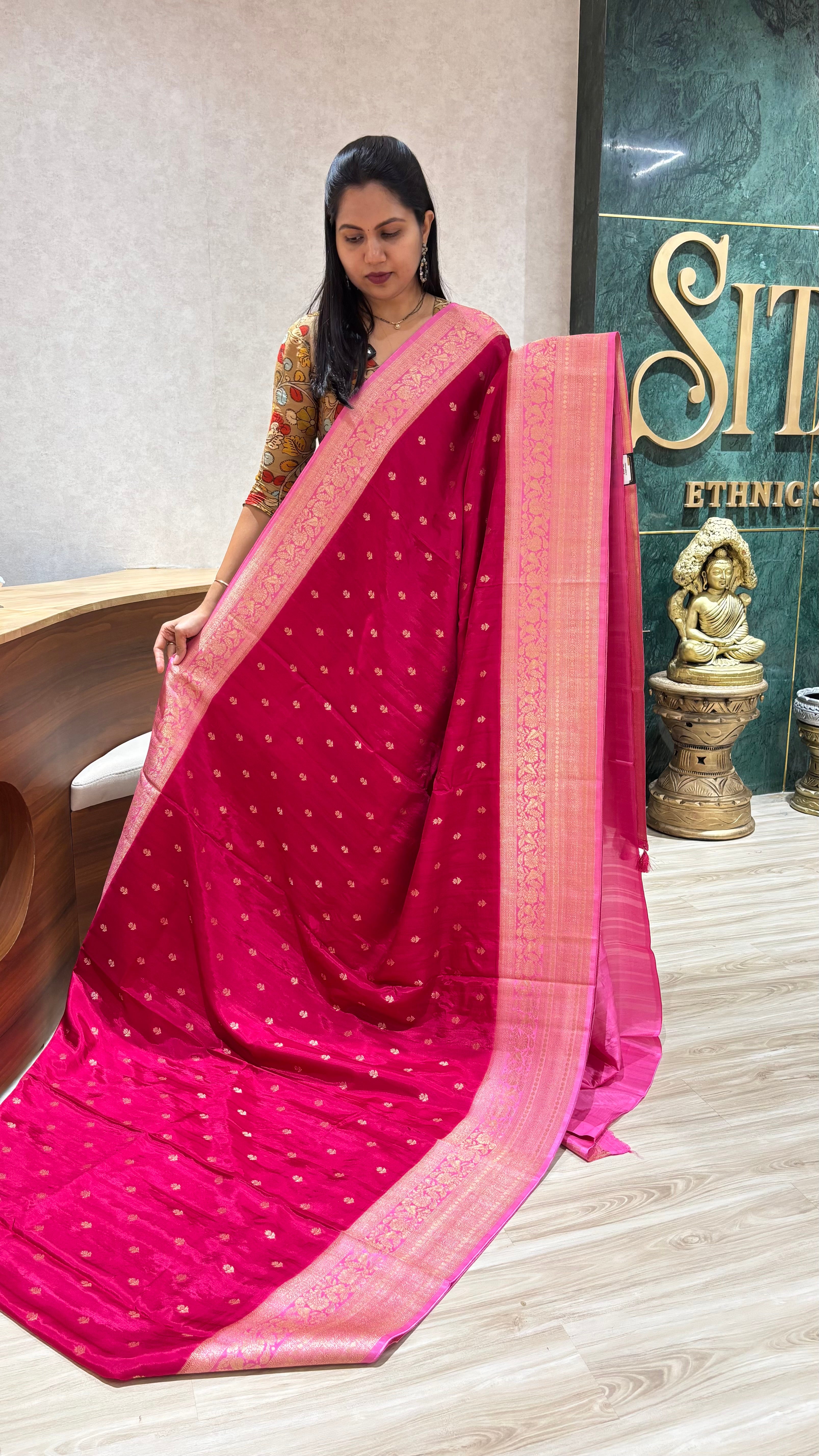 Raw silk sarees pink