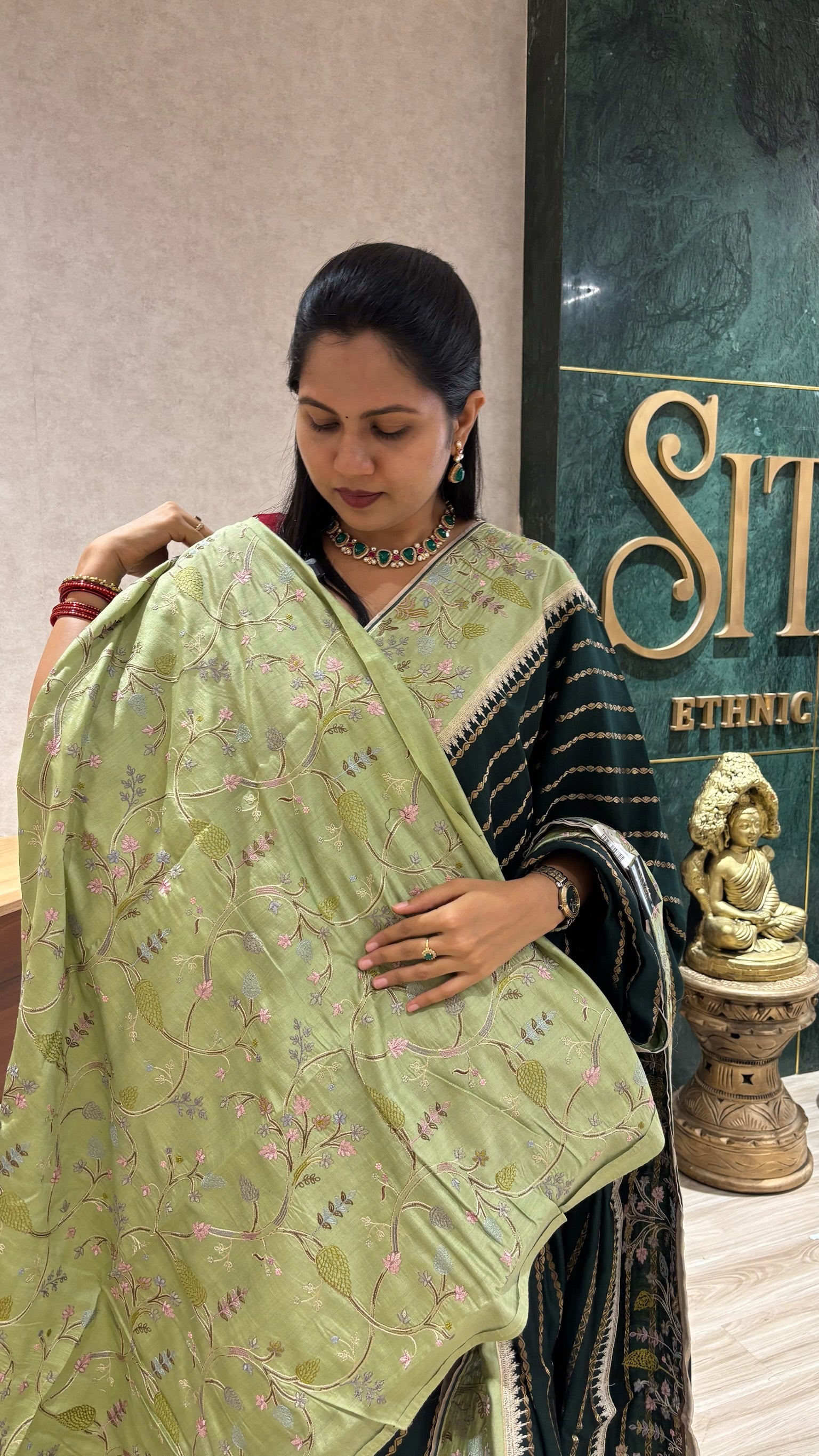 Handloom pattu embroidery