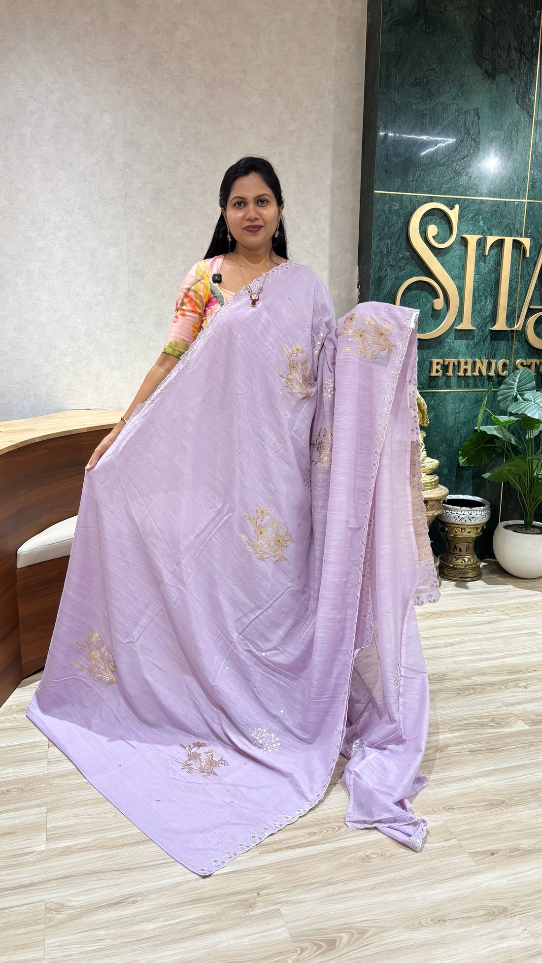 Mul chanderi lavender