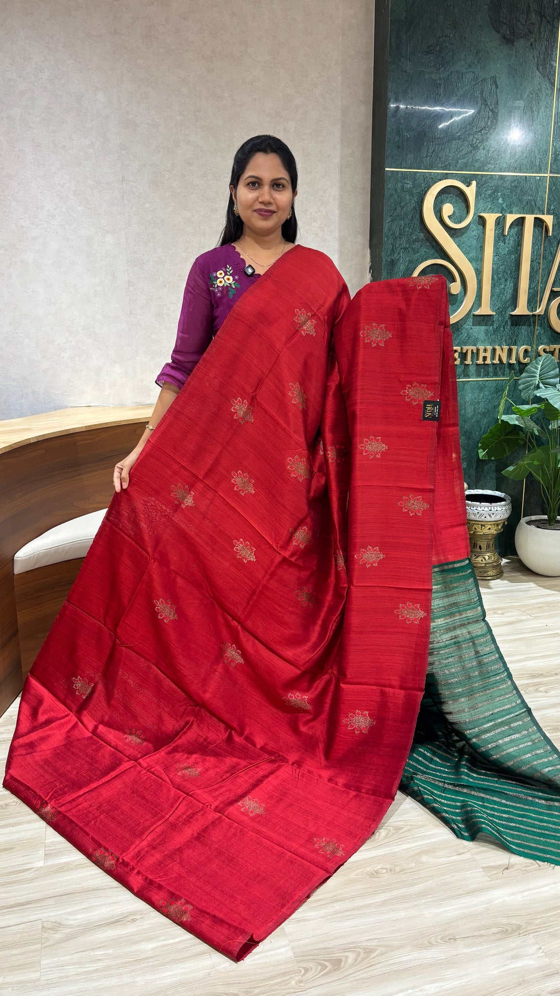 Raw silk pattu red