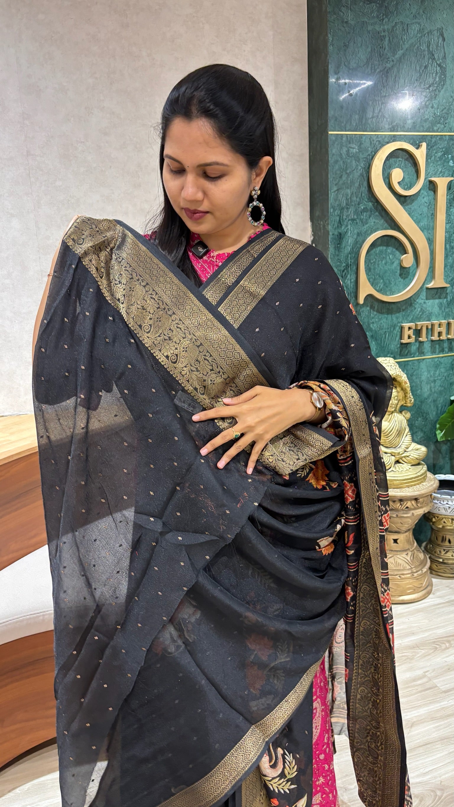 Casual black georgette