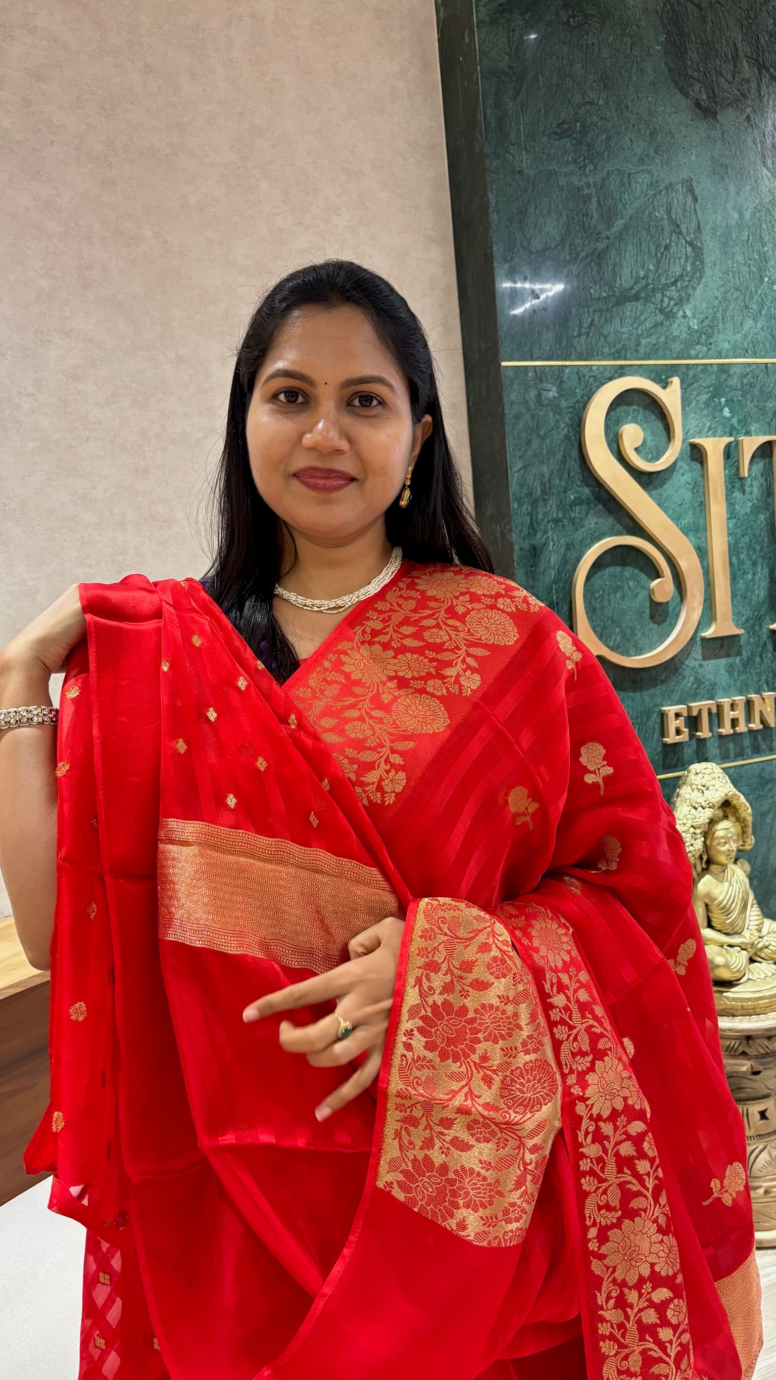 Crepe georgette red