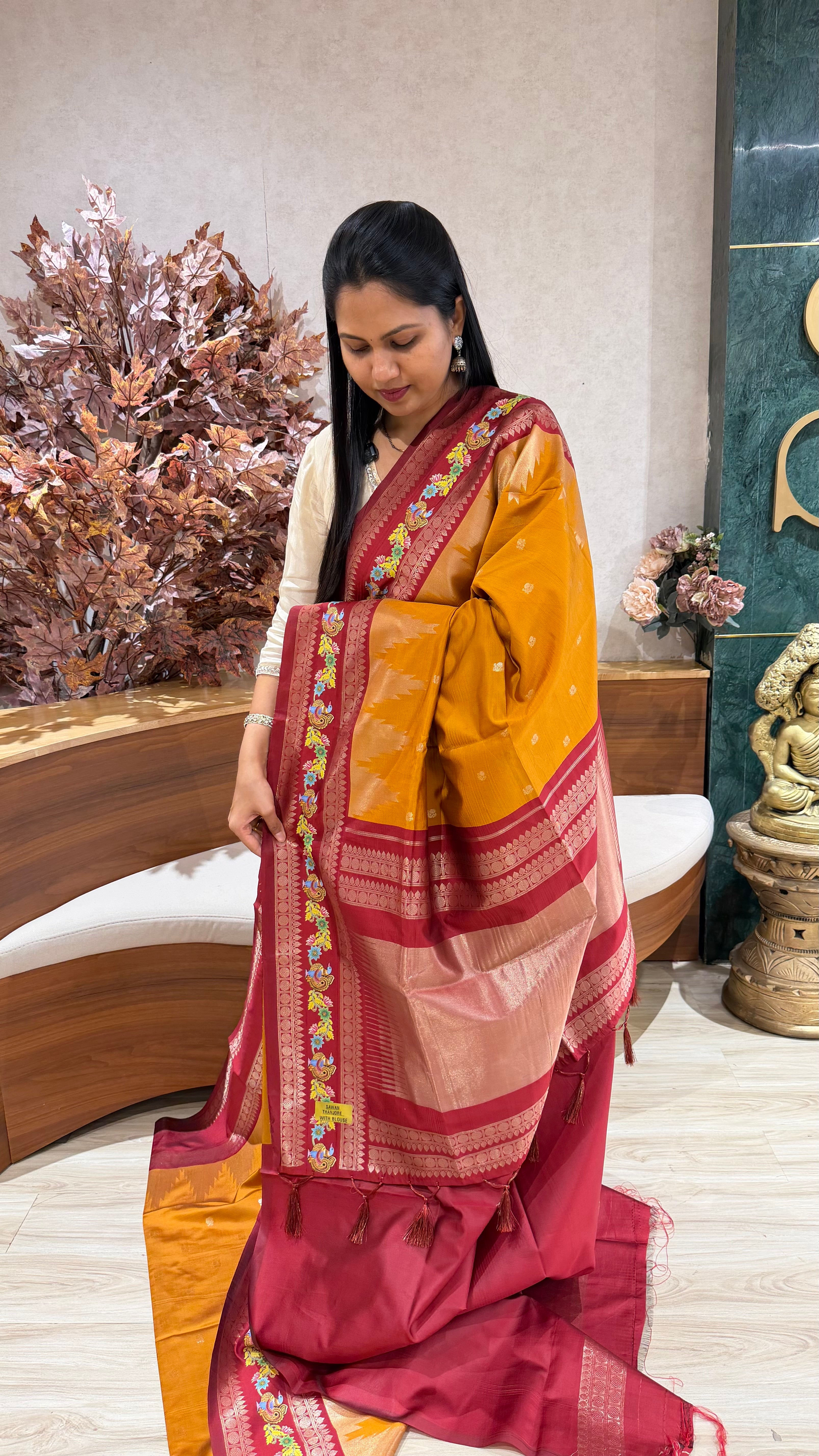 Fancy silk tanjore print