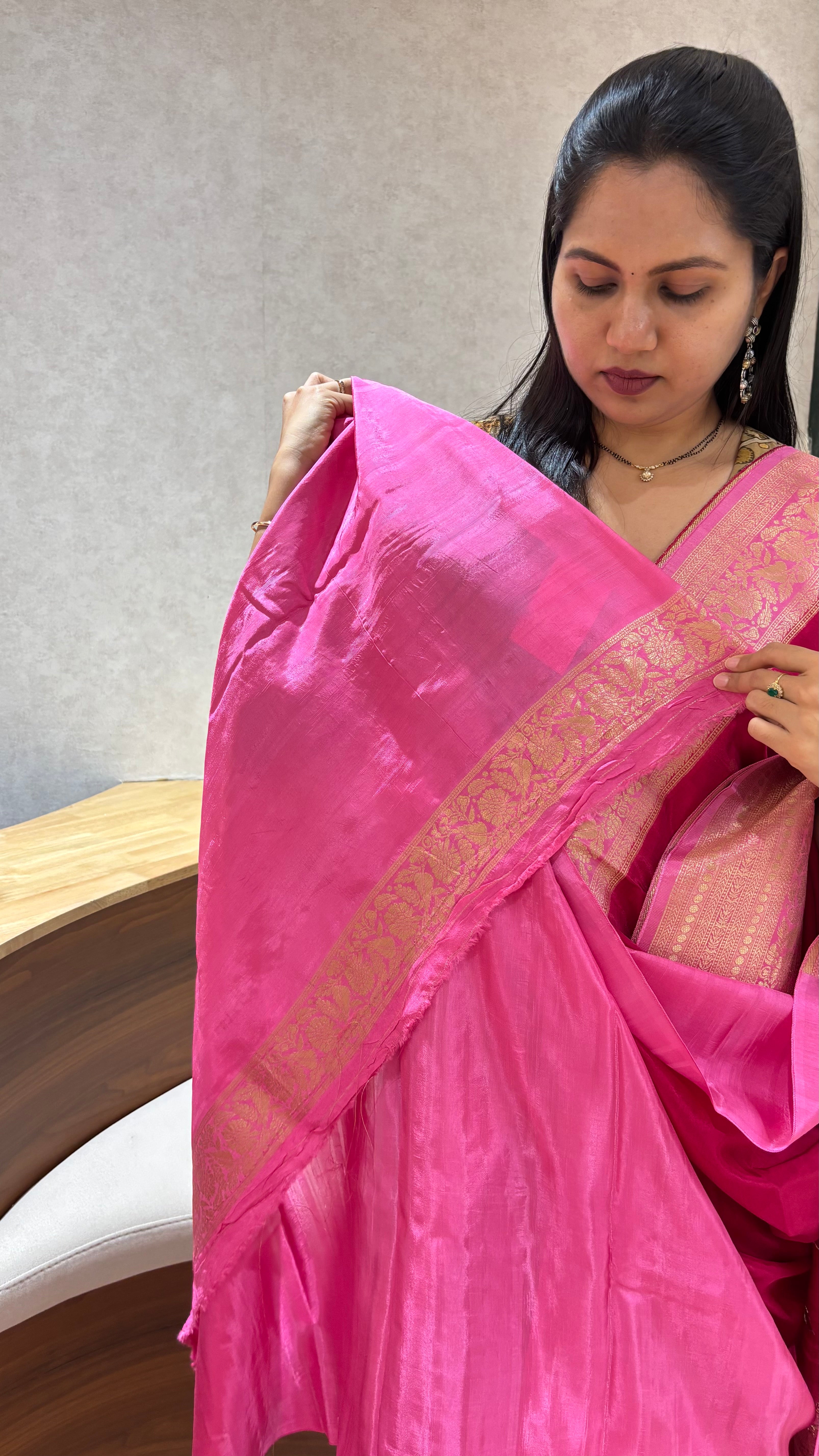 Raw silk sarees pink