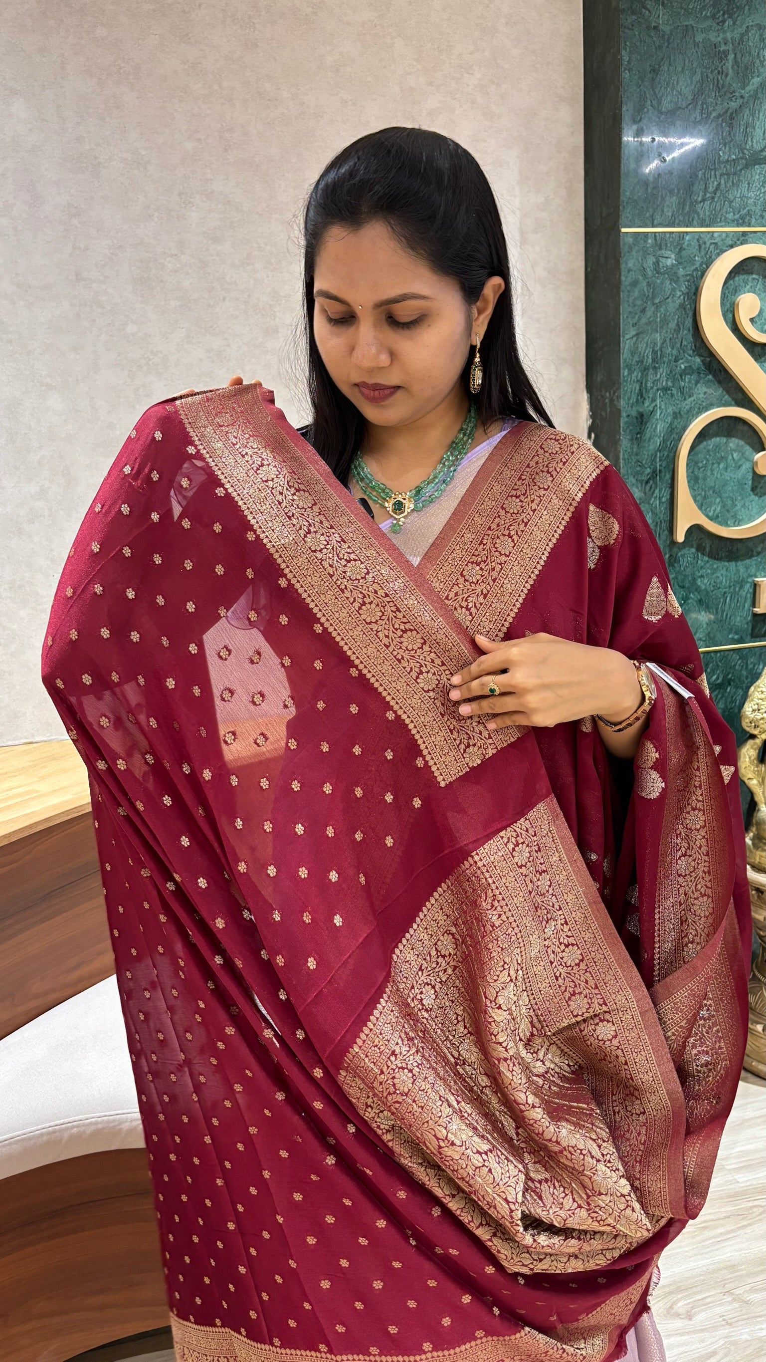 Pure georgette maroon