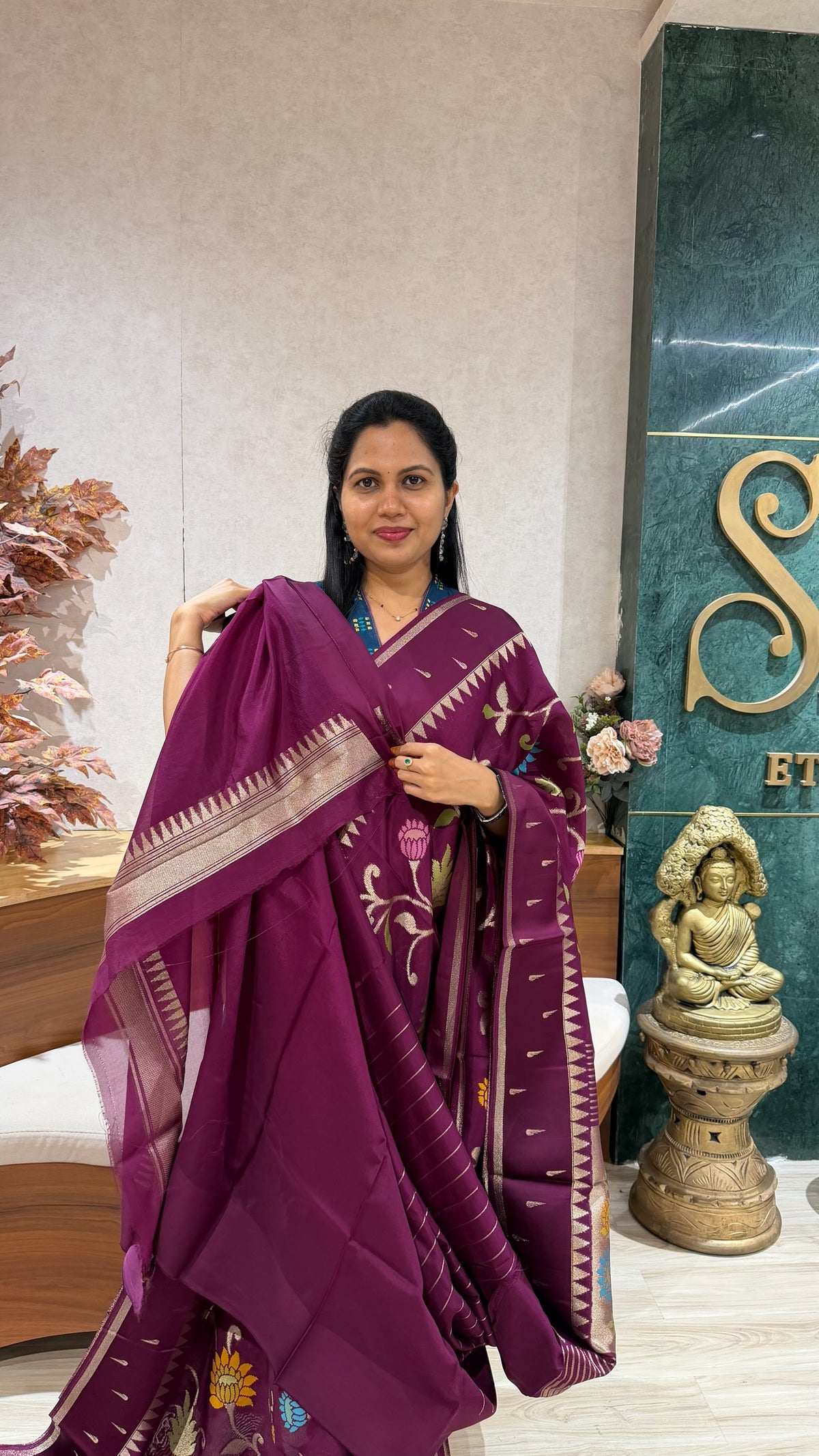 Kosa silk jhamdani wine