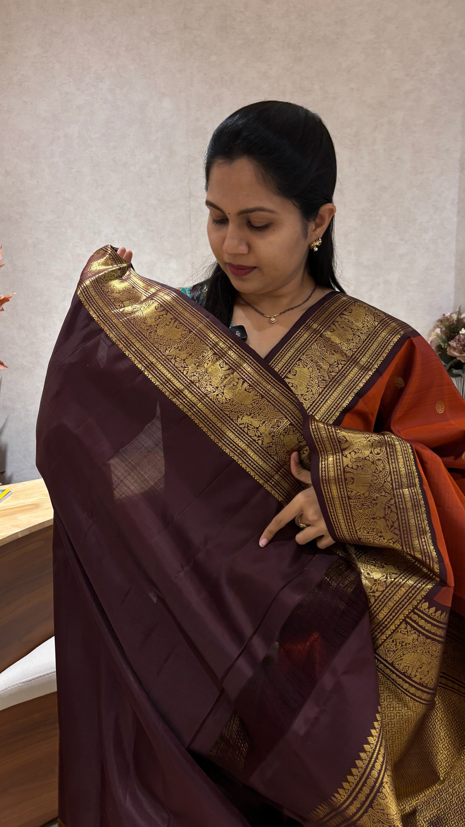 Handloom kanchi pattu - rust
