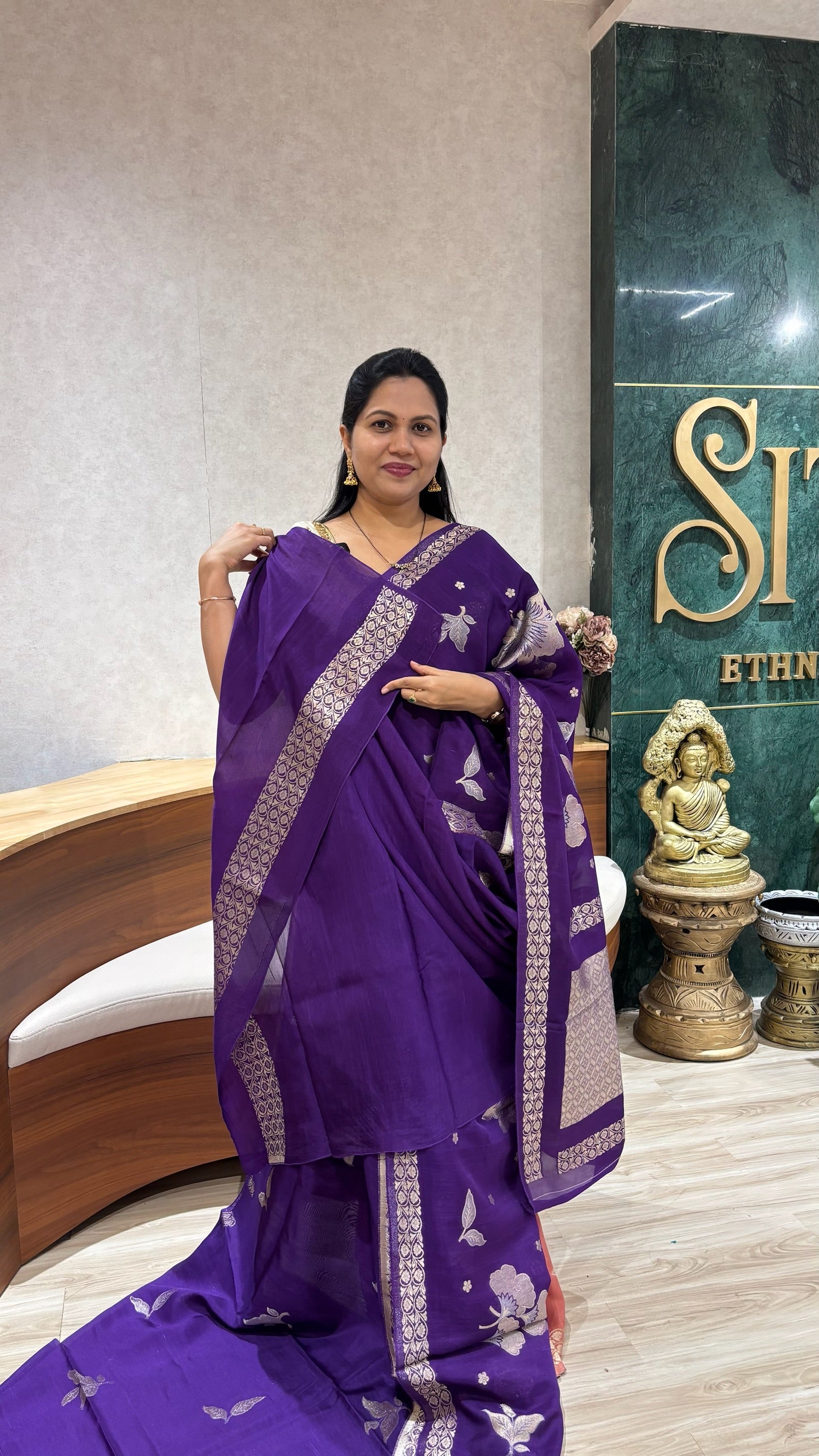 Tussar georgette purple