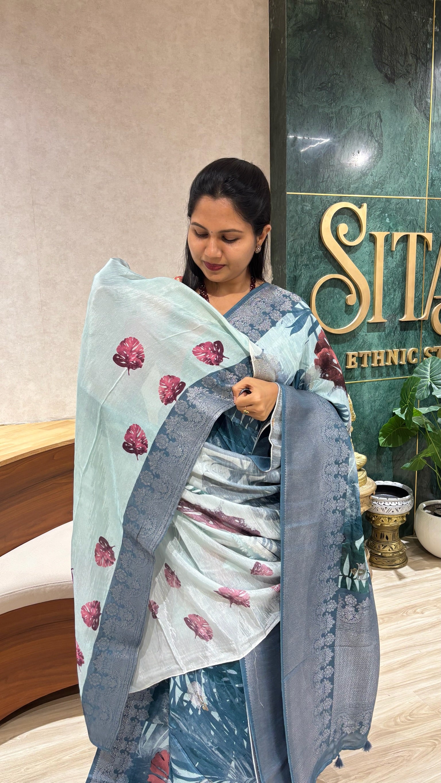 Mashru georgette blue