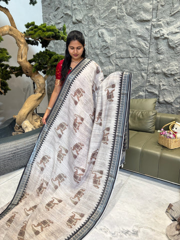 Grey linen elephant design