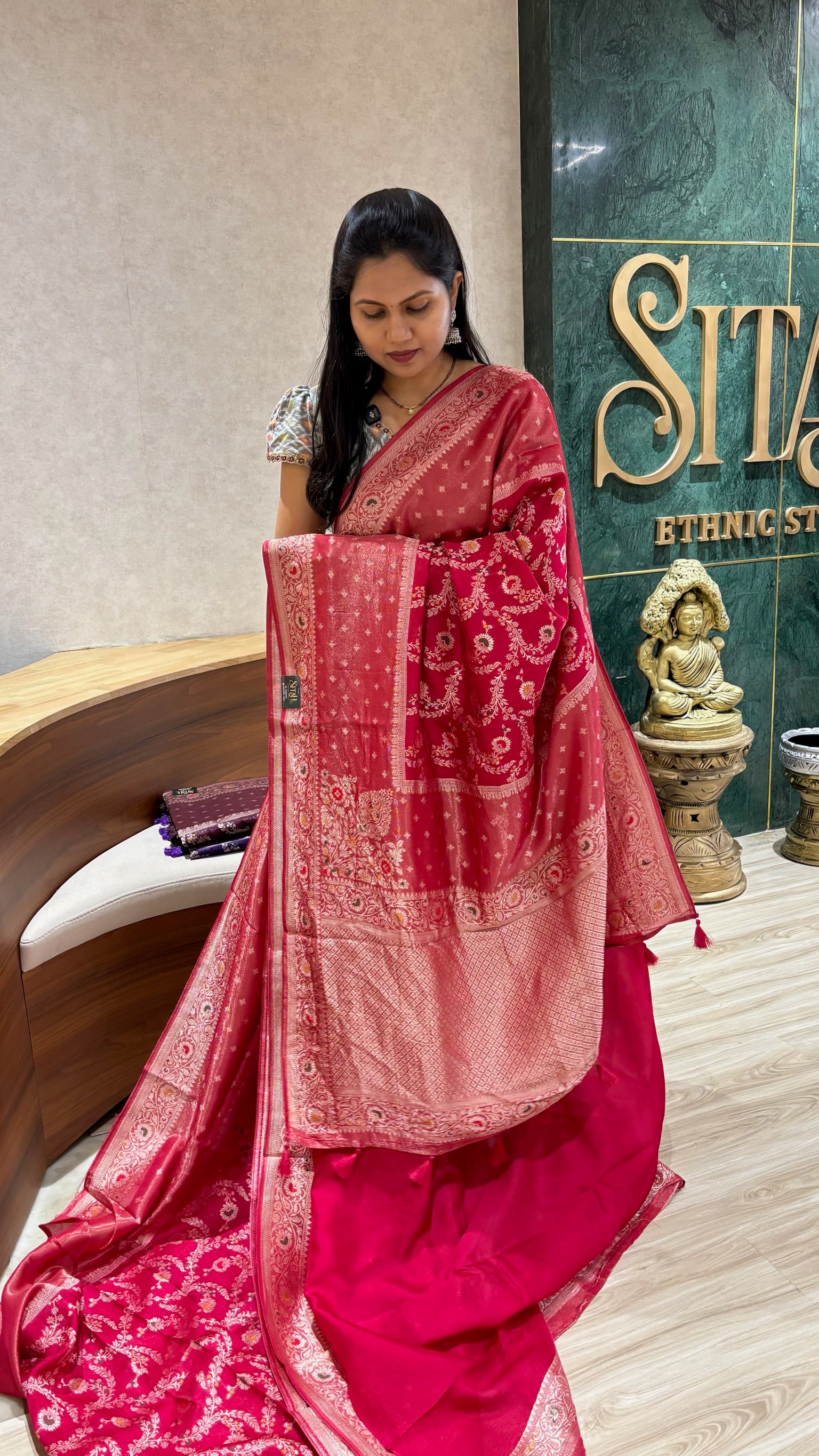 Tussar georgette pink