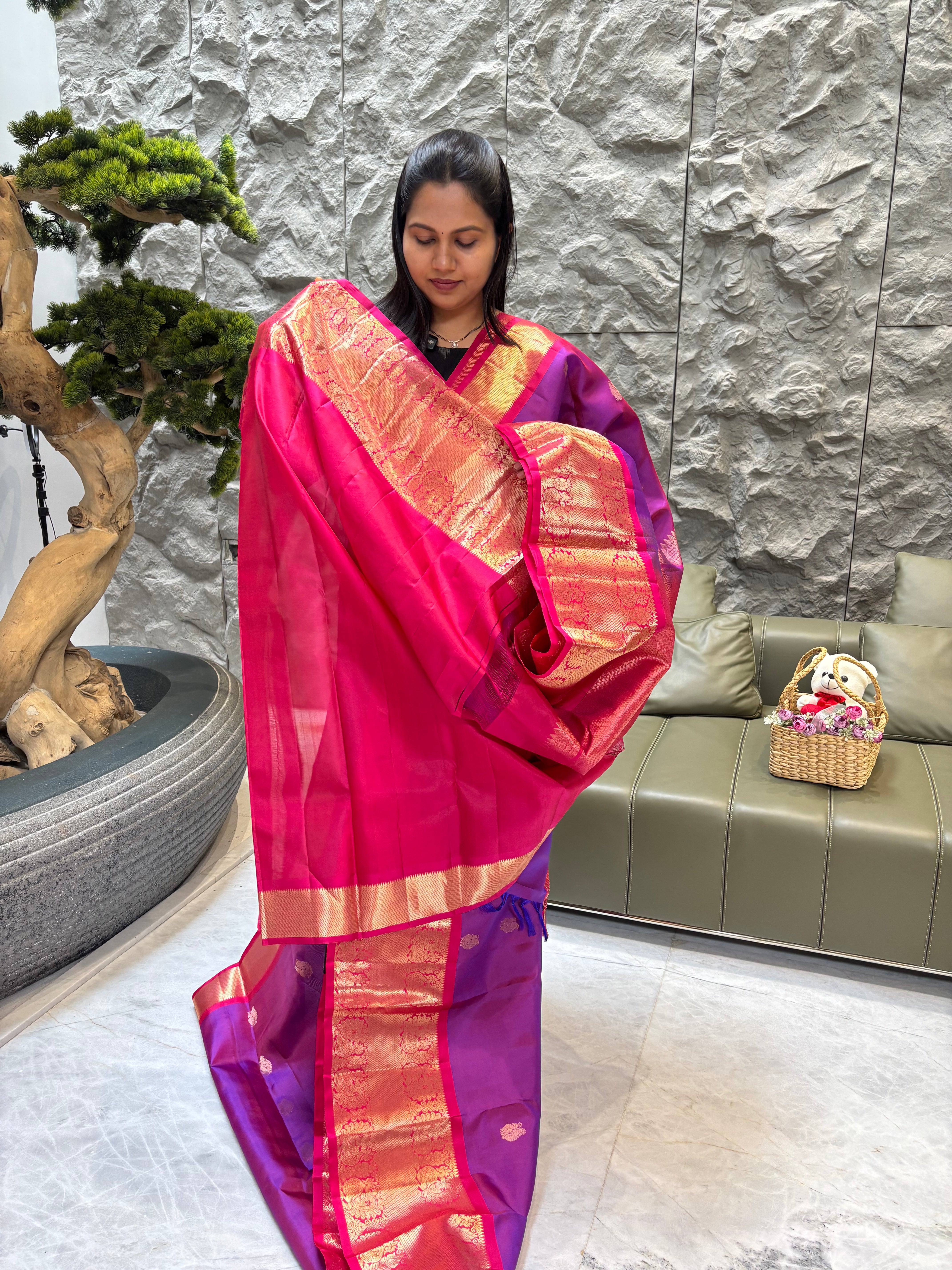 Kanchi pattu mangenta pink-pink