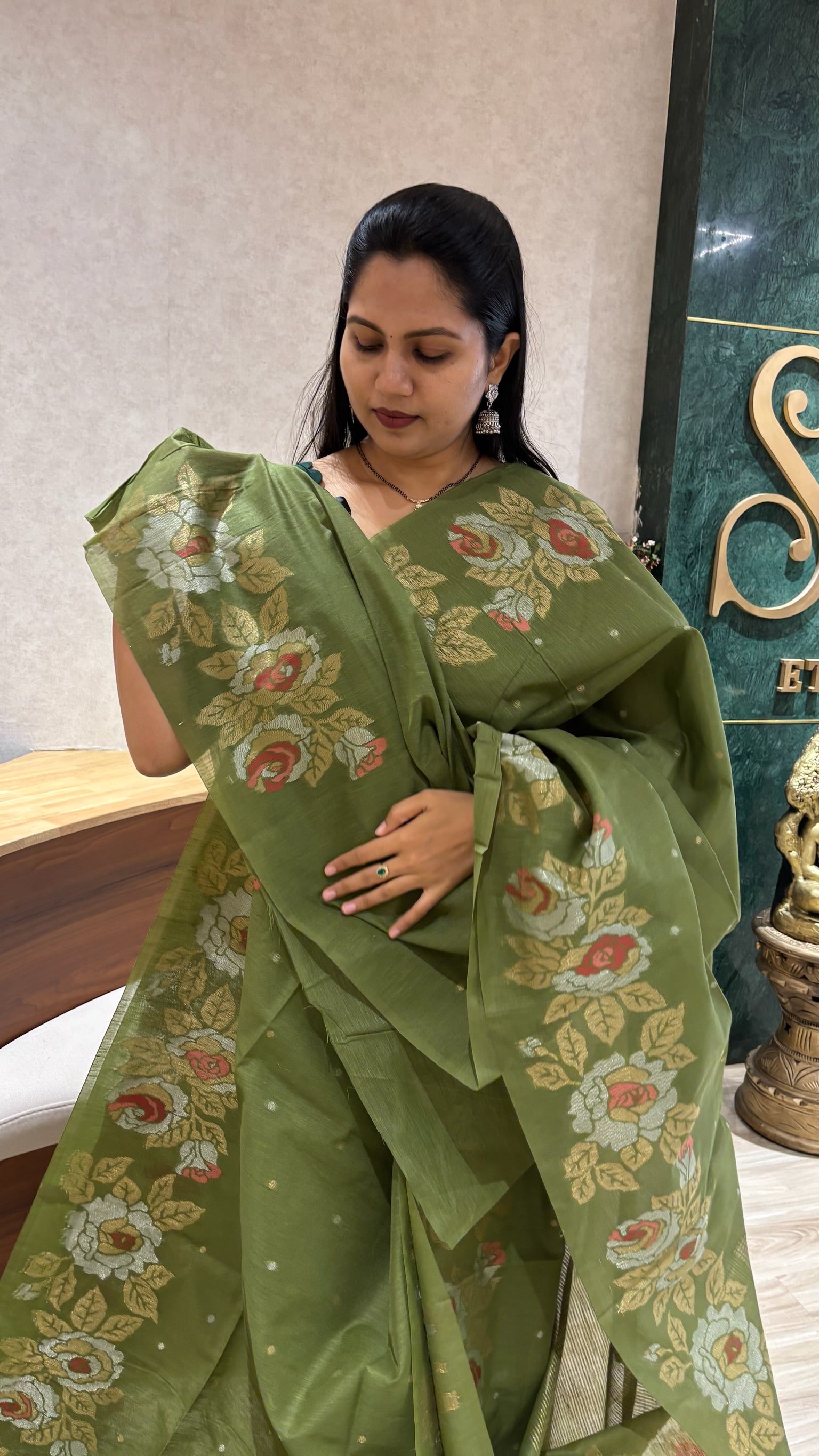 Madhuram linen green