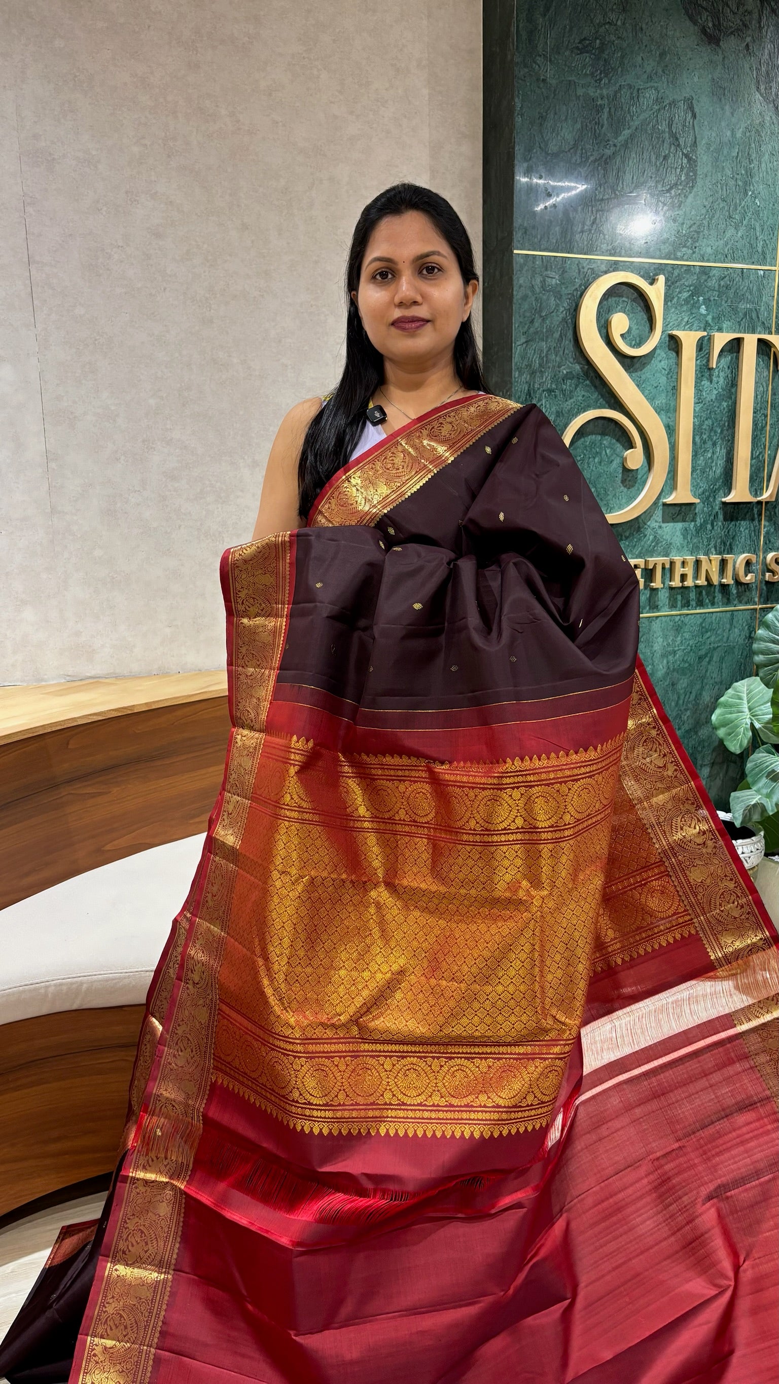 Handloom Kanchi pattu brown