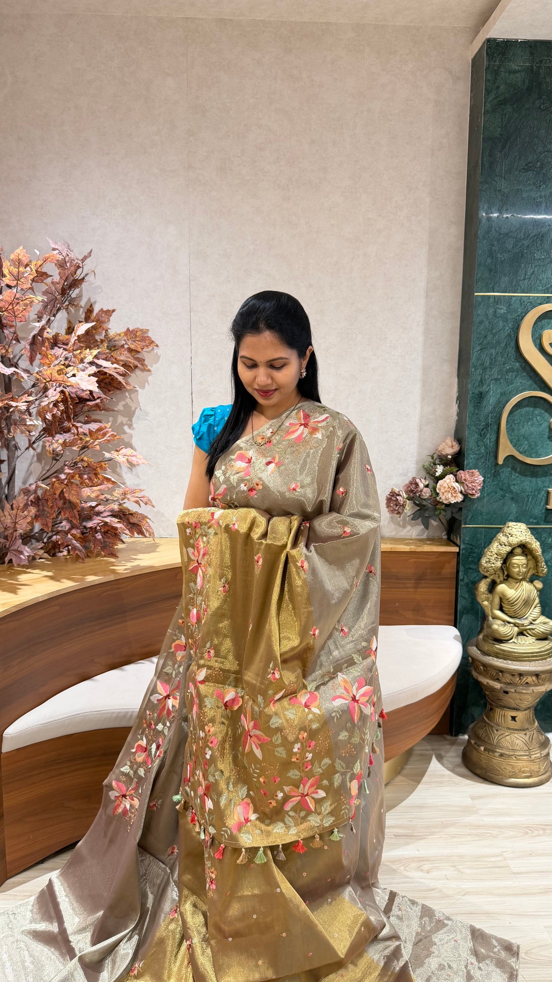 Designer tissue embroidery saree