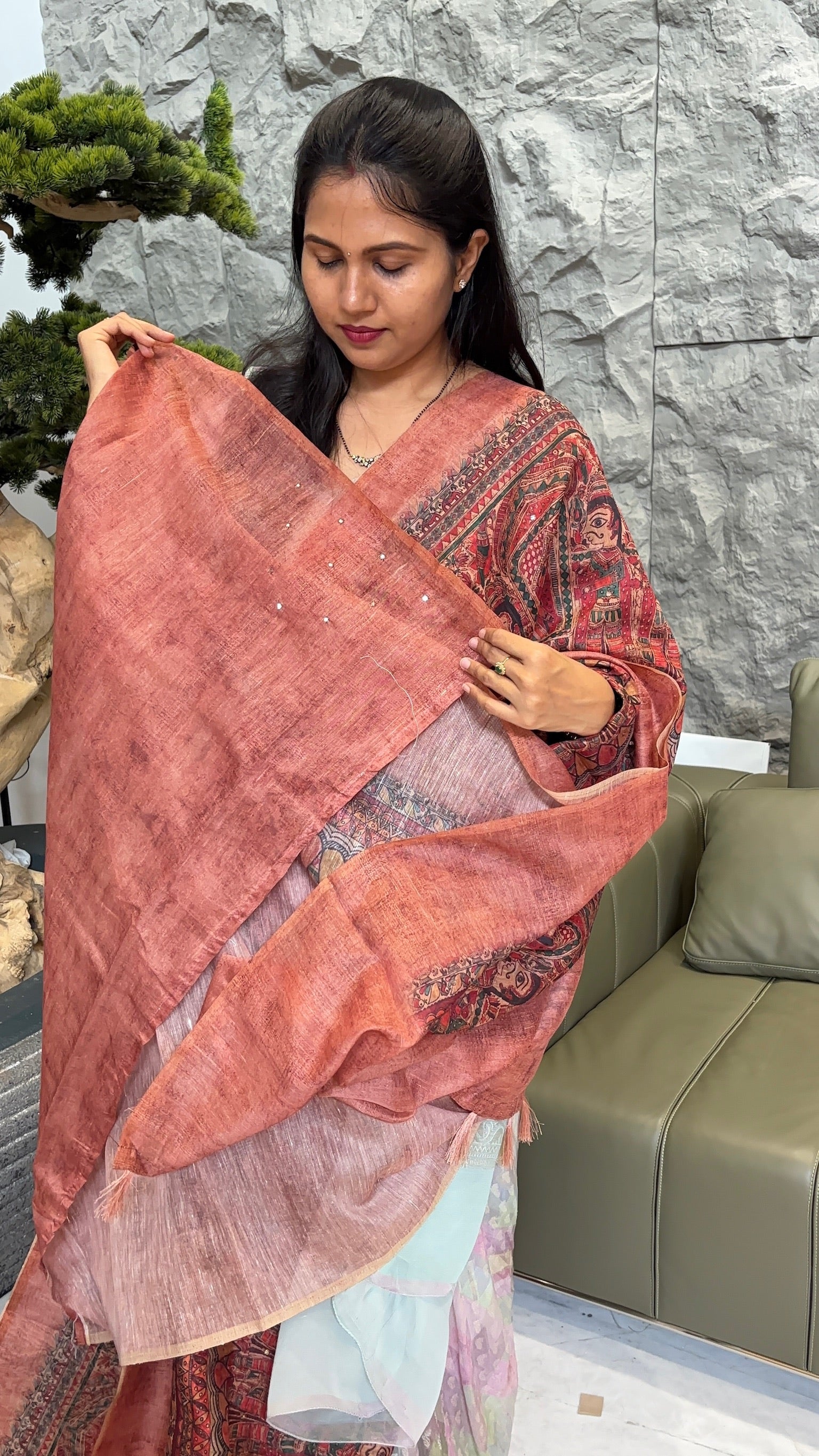 Madhubani print peach