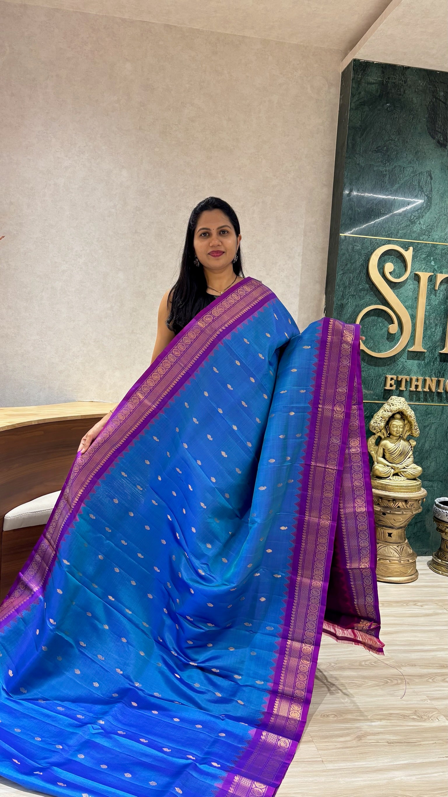 Handloom Gadwal pattu blue