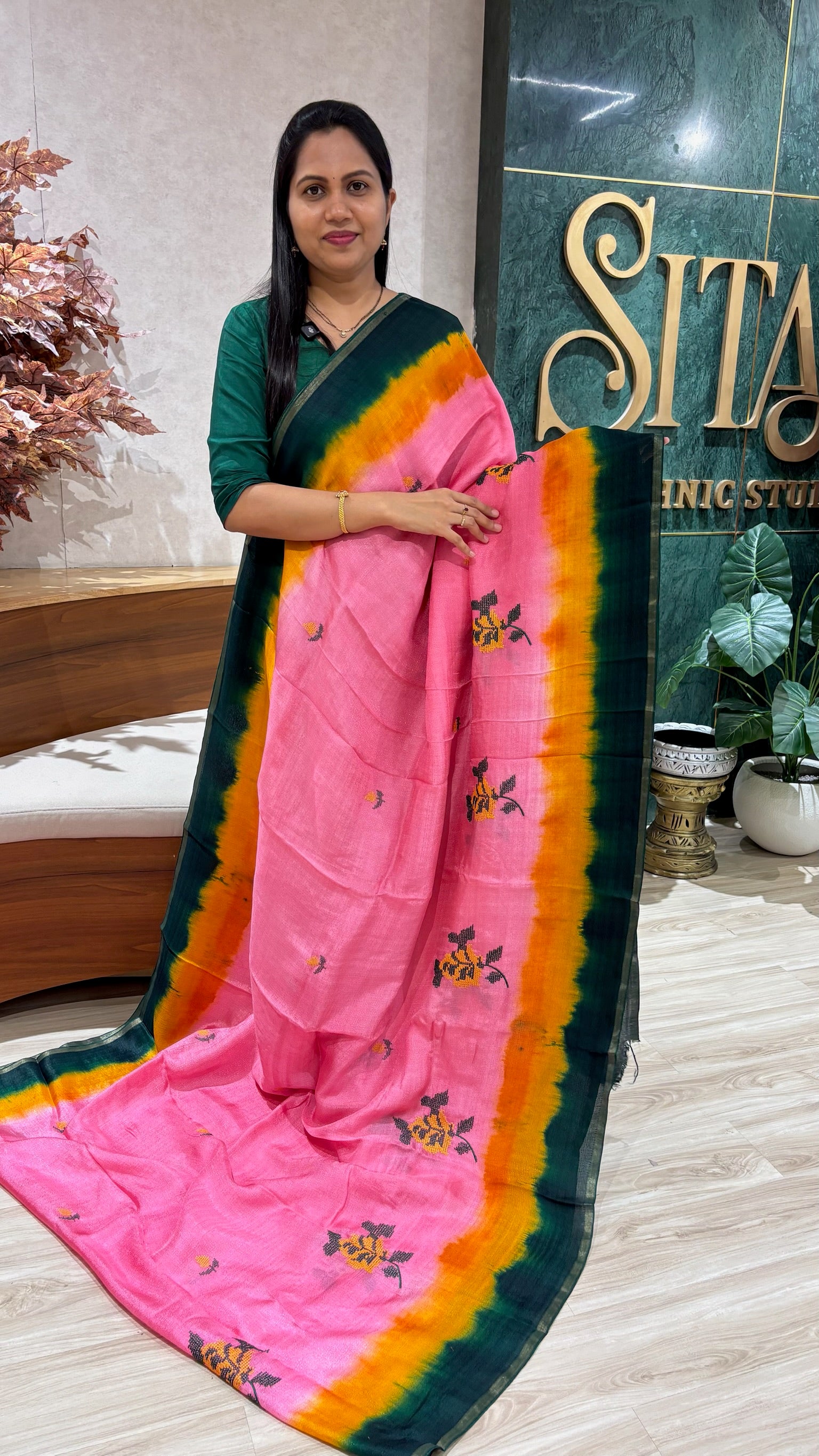 Jute silk saree