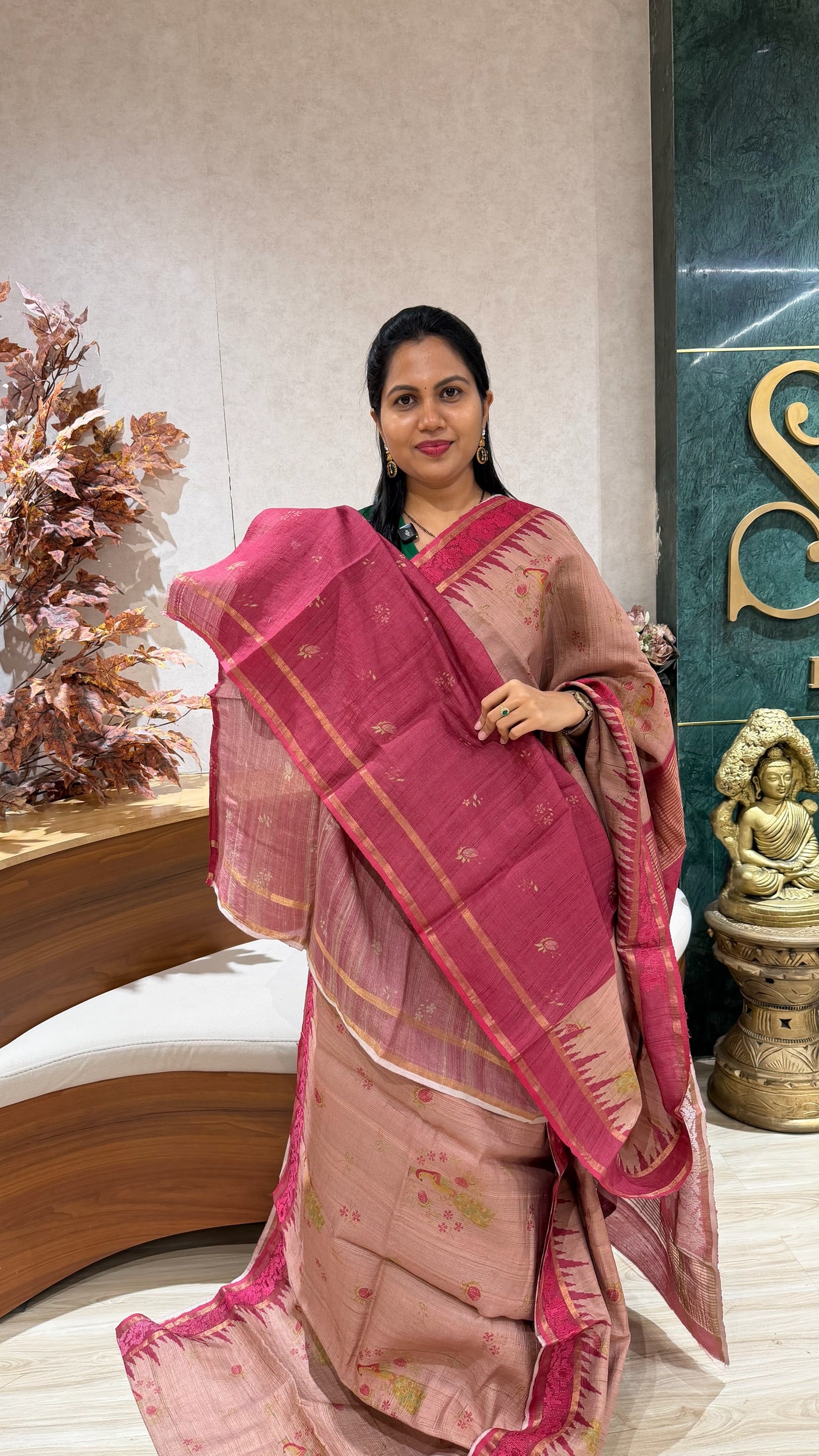 Pure tussar embroidery
