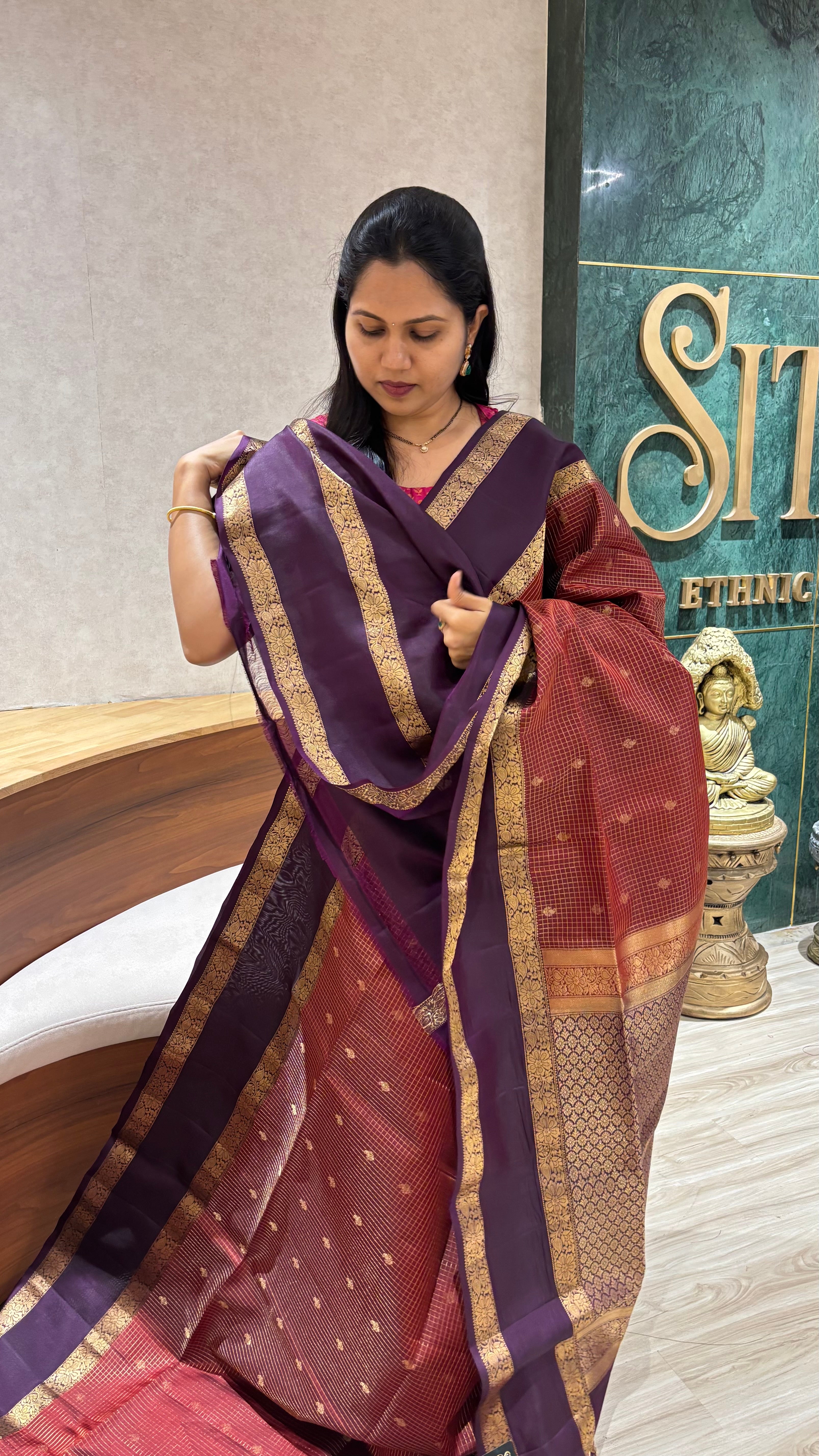 Handloom kanchi rust