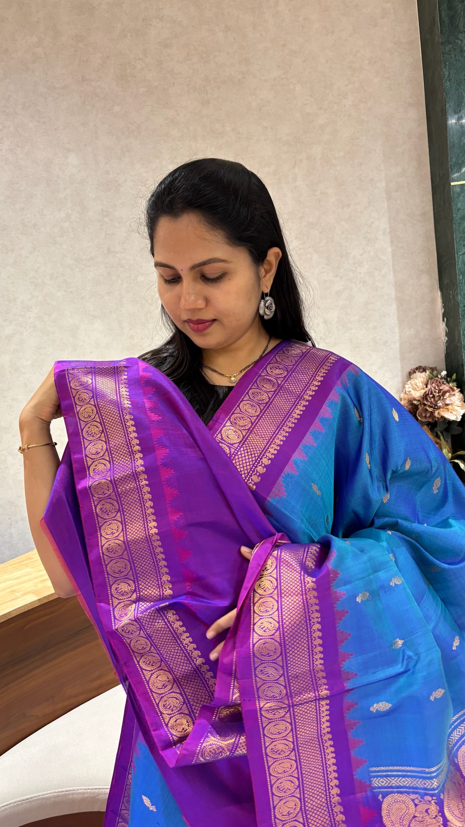 Handloom Gadwal pattu blue