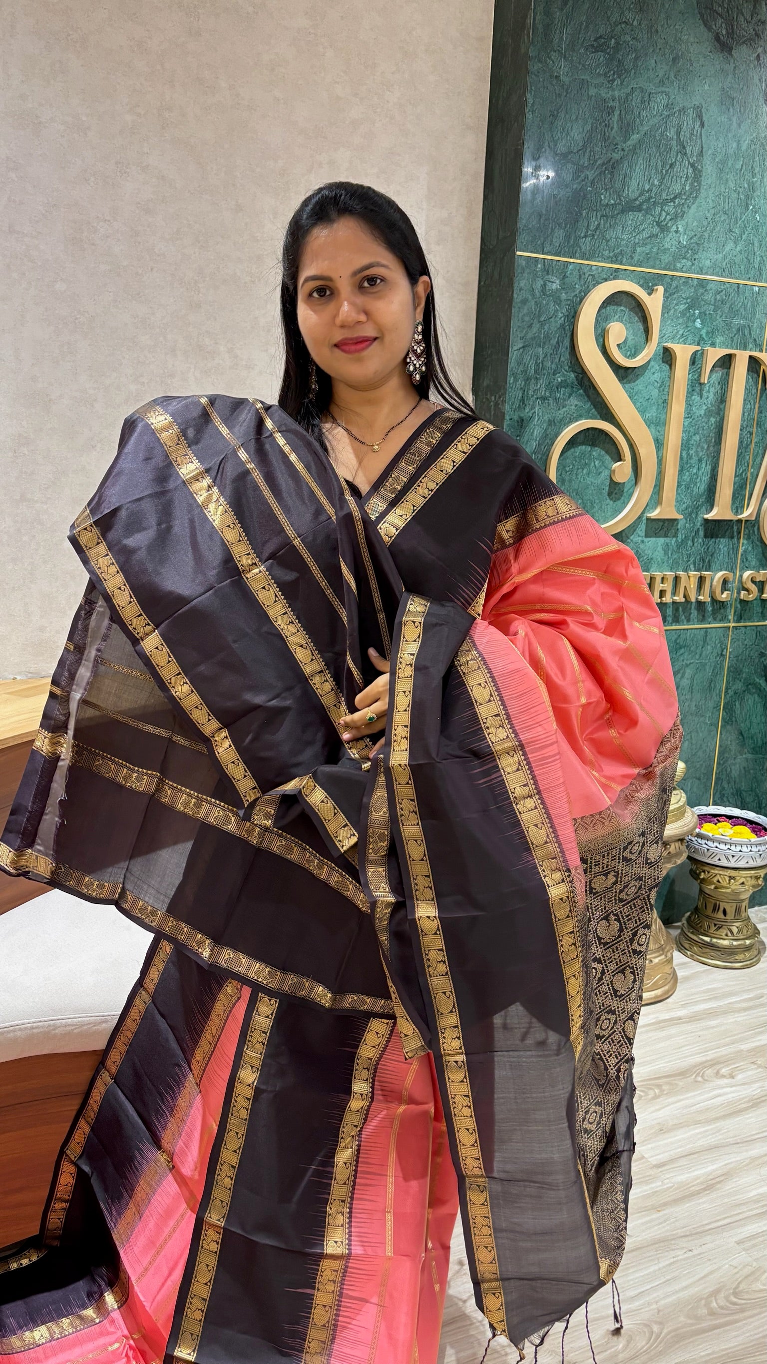 Kanchi pattu peach-snuff
