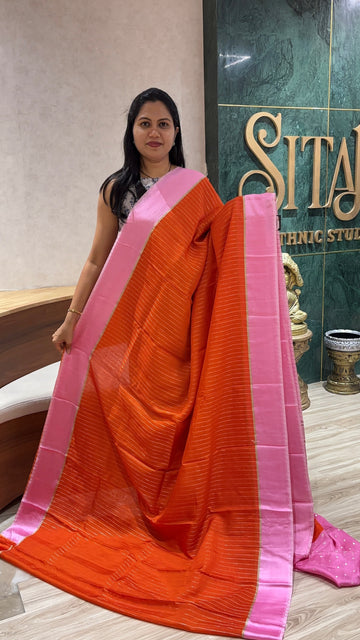 Mashru georgette orange